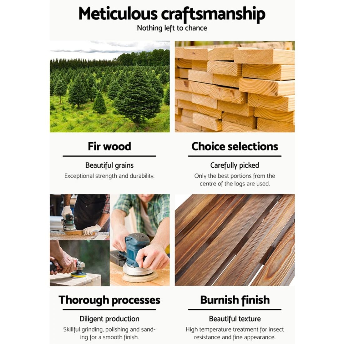 7 Gardeon Outdoor Garden Bench Wooden 2 Seat Wagon Chair Patio Furniture Durable Space Saving Outdoor Bistro Set - Brown, 7 of 8