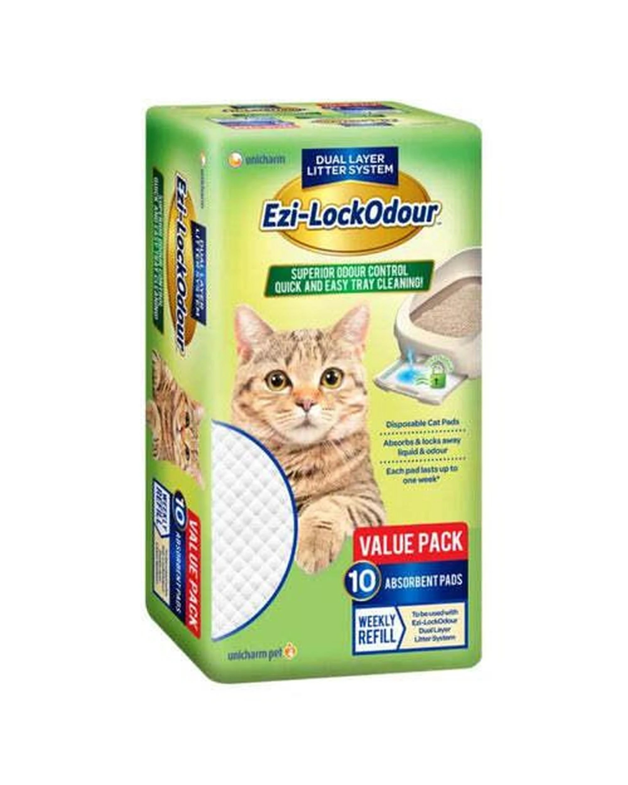 1 Ezi-LockOdour Cat Litter System Absorbant Pet Cat Pads 10 Pack, 1 of 2