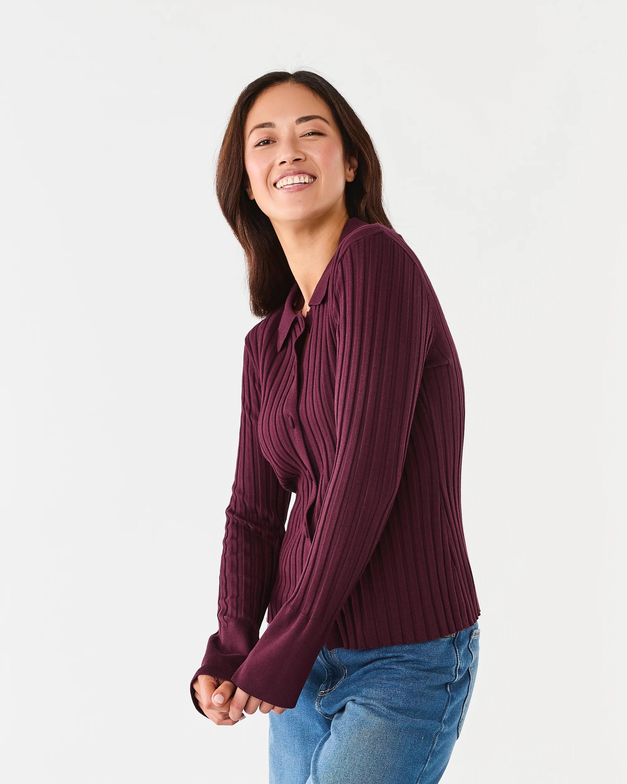 2 Long Sleeve Button Through Polo Shirt Red Royale, 2 of 6