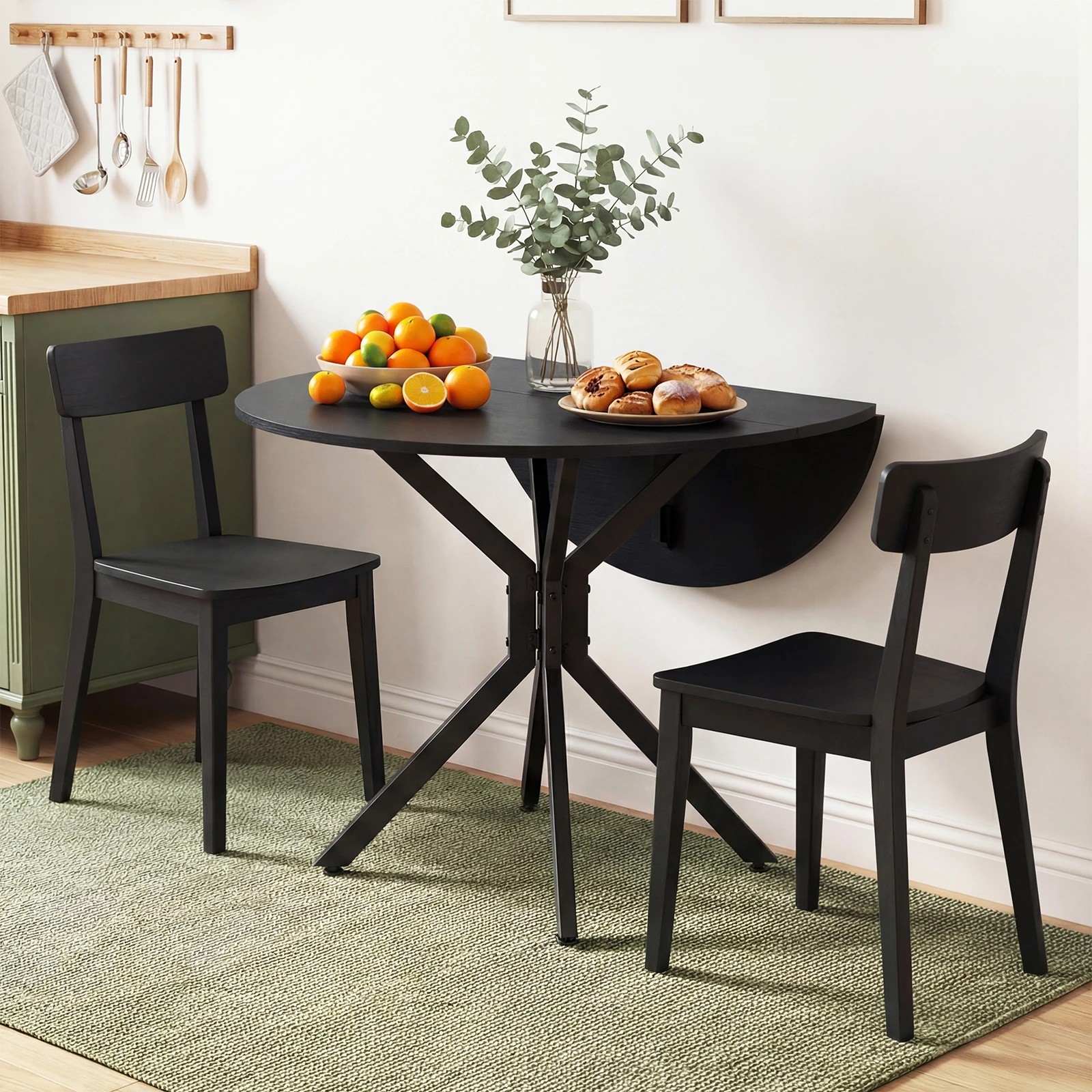 Costway Folding Dining Table Extendable Round Kitchen Coffee Table w ...