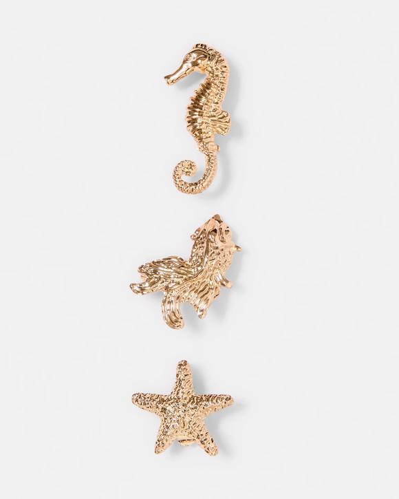 3 Pack Ocean Brooch - Gold Tone