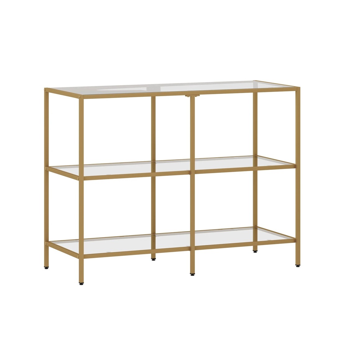 1 Oikiture Console Table Tempered Glass Sofa Table Hall Side Entry 3 Shelves
 - Gold, 1 of 10