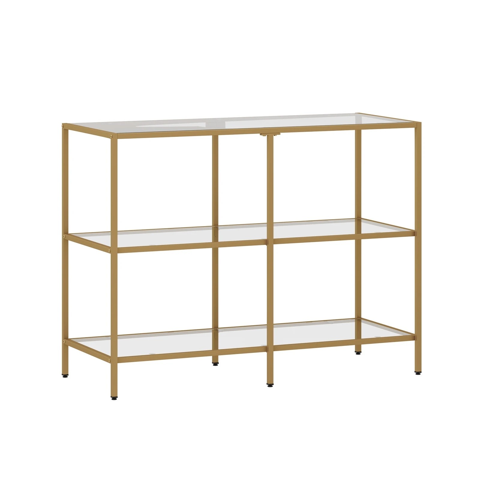 1 Oikiture Console Table Tempered Glass Sofa Table Hall Side Entry 3 Shelves
 - Gold, 1 of 10