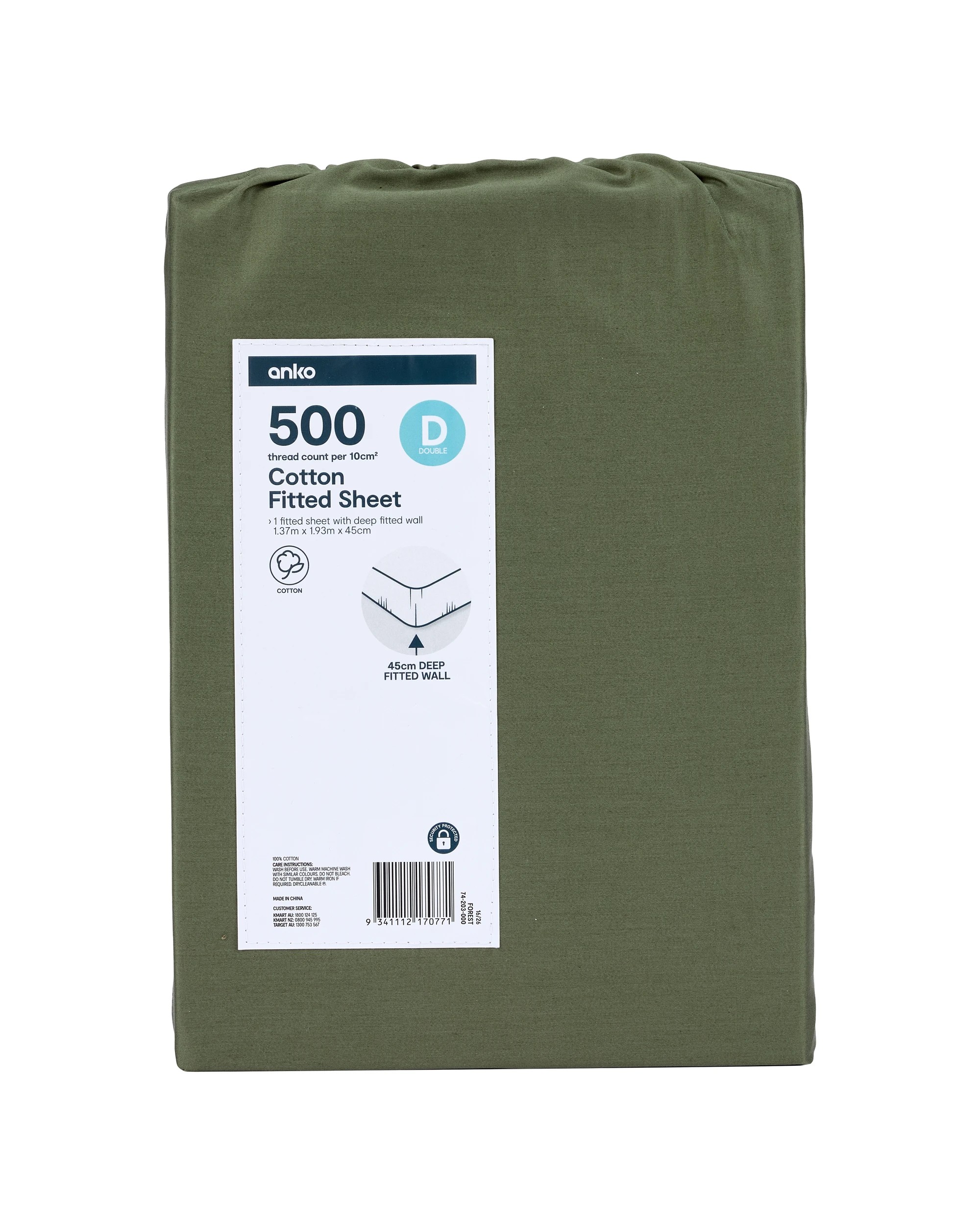 4 500 Thread Count Cotton Fitted Sheet - Double Bed, Forest, 4 of 4