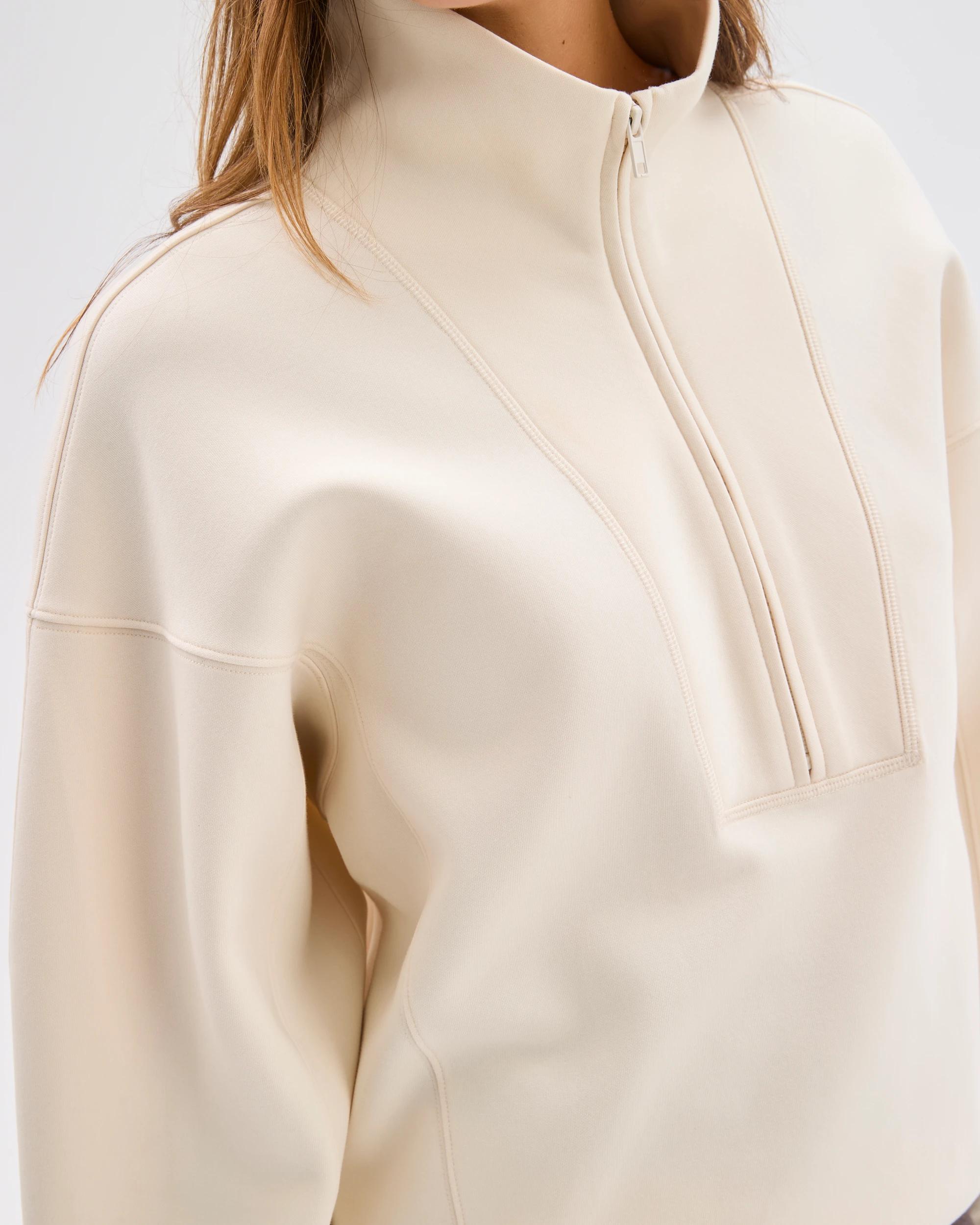 4 Target Active Australian Cotton Blend Cocoon 1/4 Zip Fleece Jumper OATMILK, 4 of 7