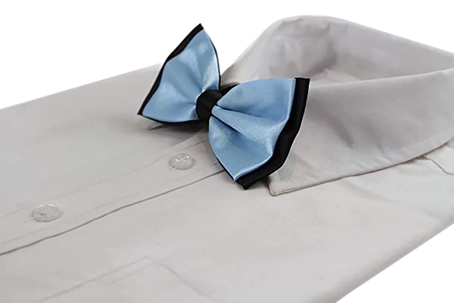 5 Zasel Mens Light Blue Two Tone Layered Bow Tie - Multi, 5 of 5