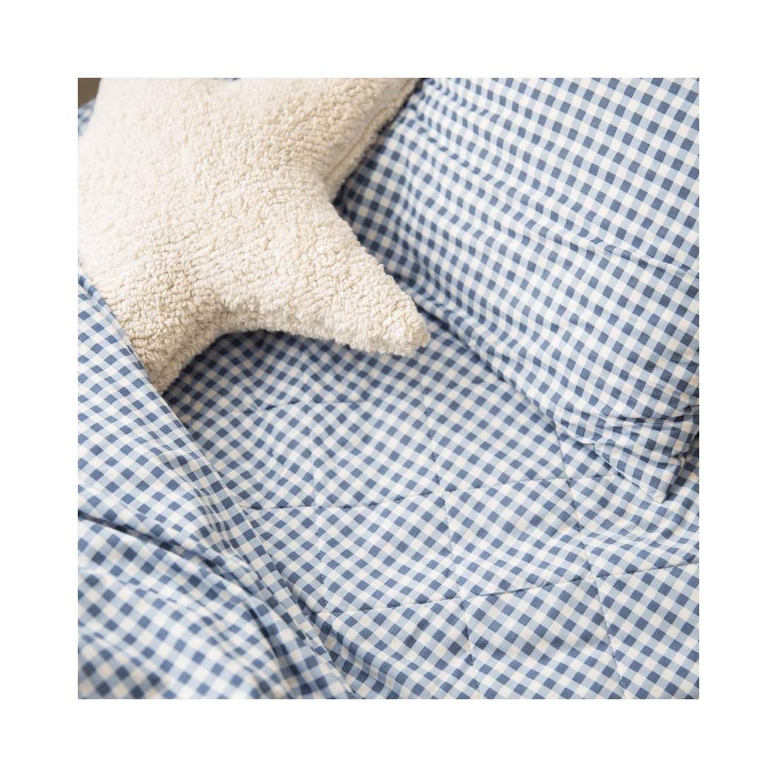 1 The Midnight Gang Dusty Blue Gingham Bed Wetting Mat - King Single with wings - Pattern, 1 of 4