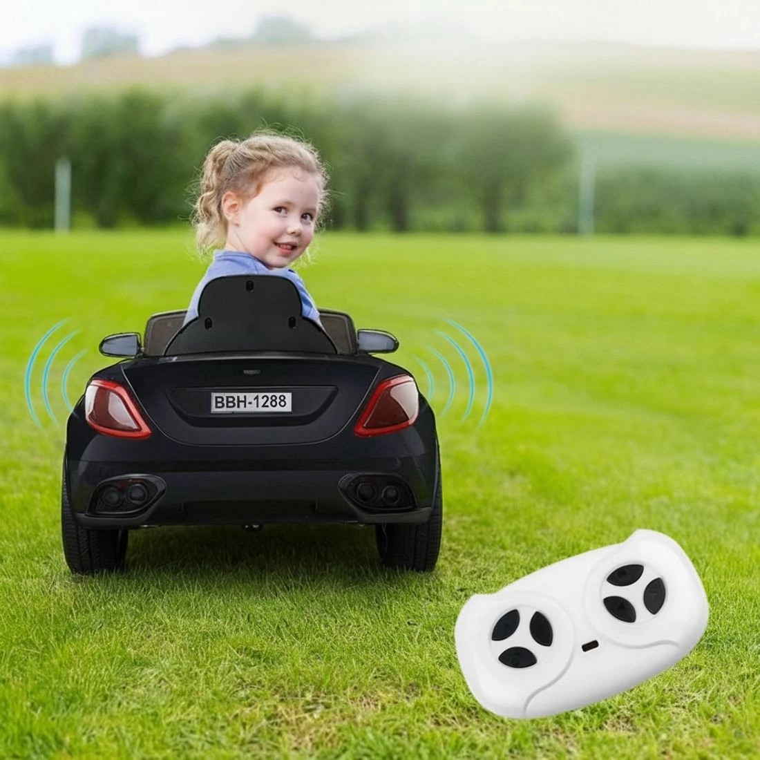 7 Rigo Kids Electric Ride On Car Toys Cars Horn Music Remote Control 12V - Black, 7 of 8