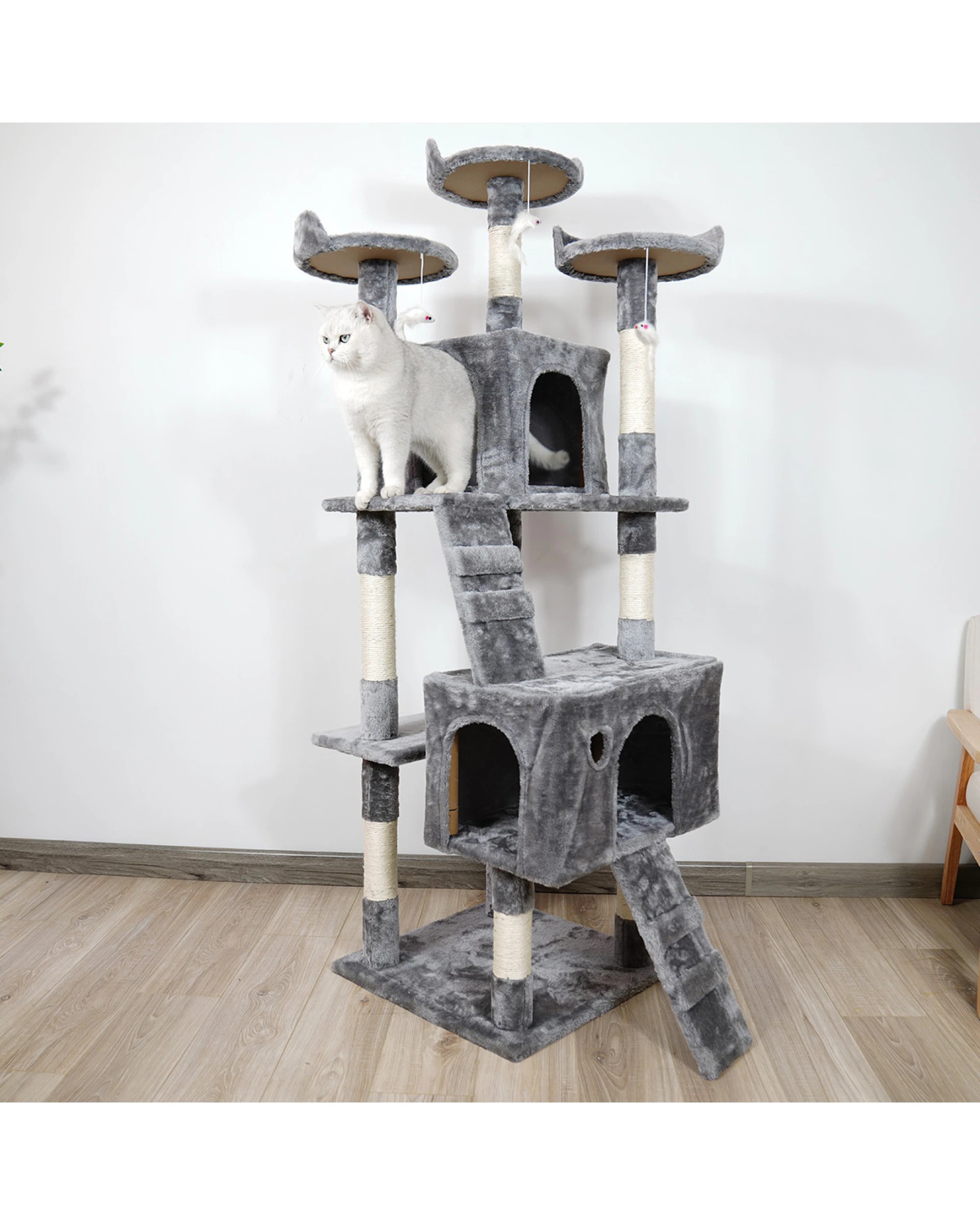 5 Furtastic 170cm Cat Tree Scratching Post - Silver Grey, 5 of 6