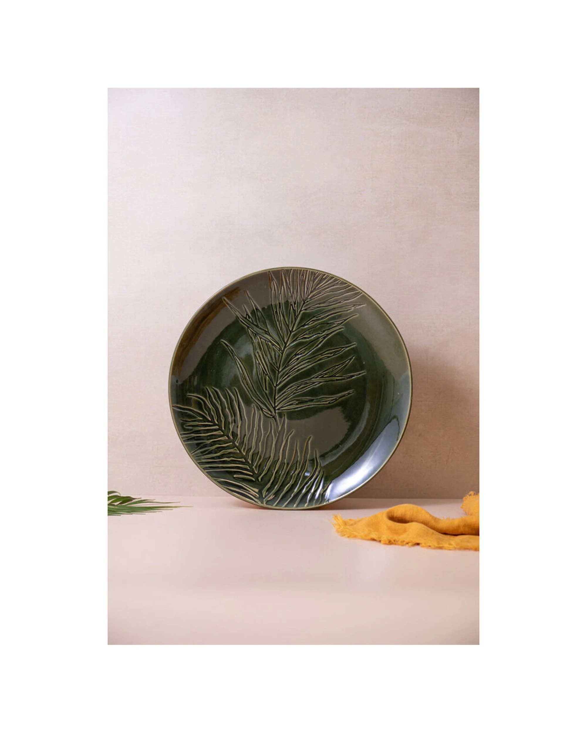 2 Mikasa Jardin Stoneware Round Serving Platter 35.5cm - Green, 2 of 6