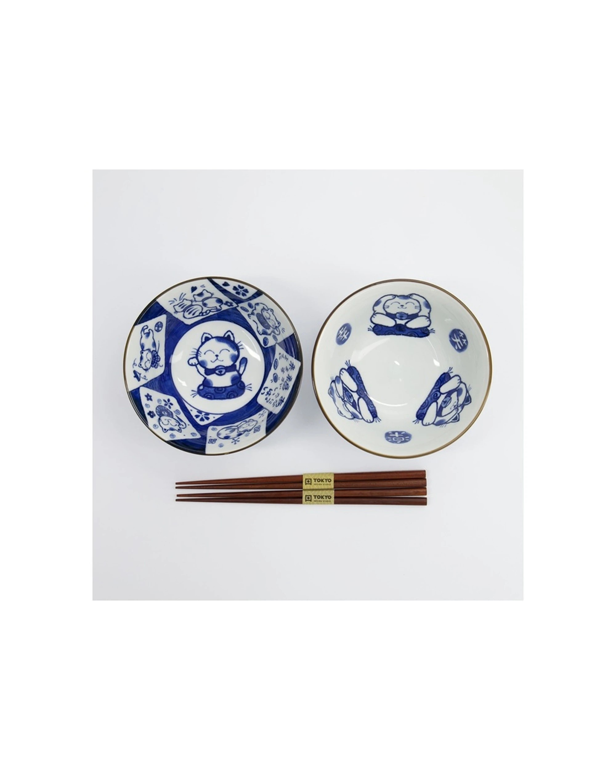 2 Tokyo Design 2pc Studio Kawaii Cat Neko Bowl Set With Chopsticks, 2 of 8