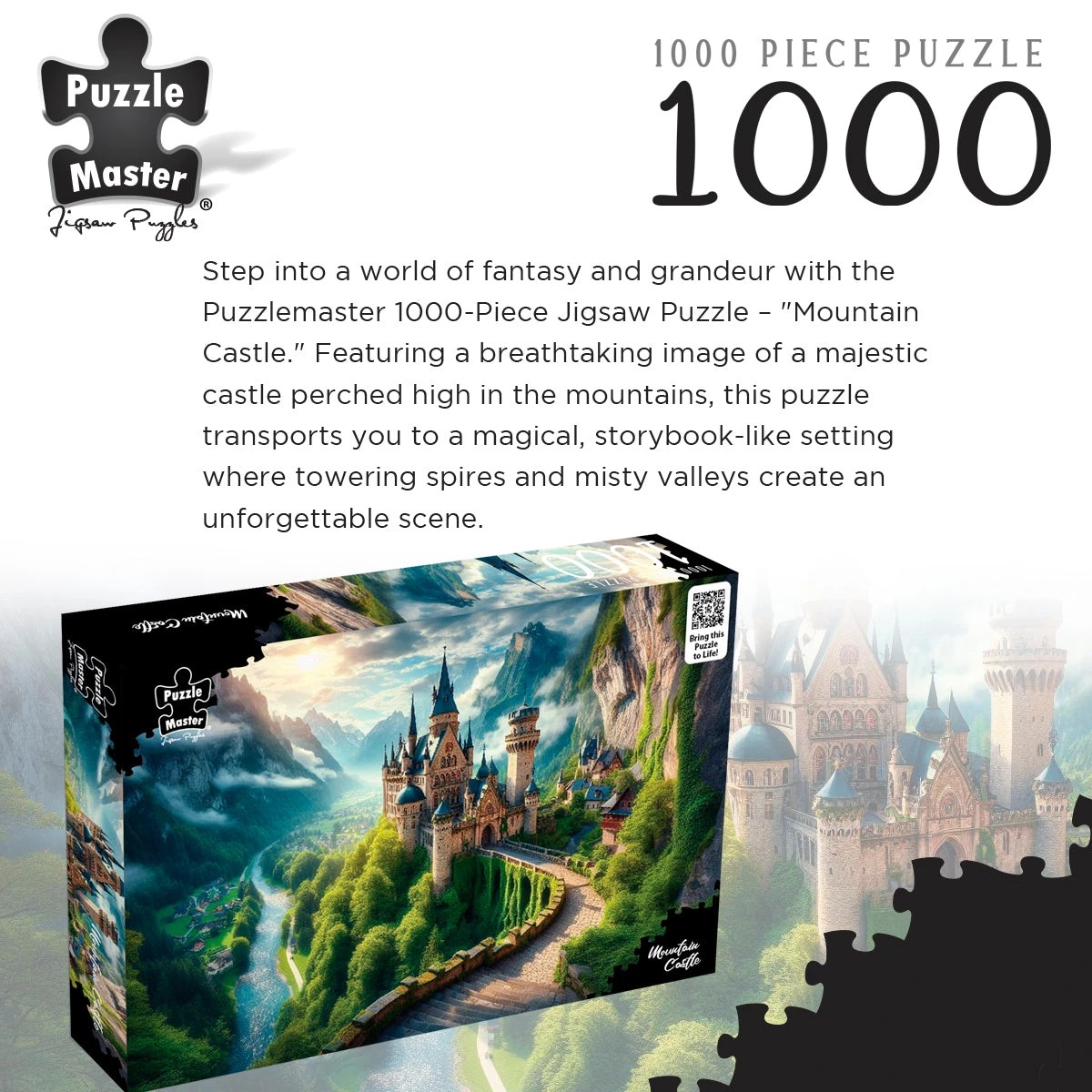 10 Puzzle Master Mountain Castle AR Edition 1000 Piece Jigsaw Puzzle, 10 of 10