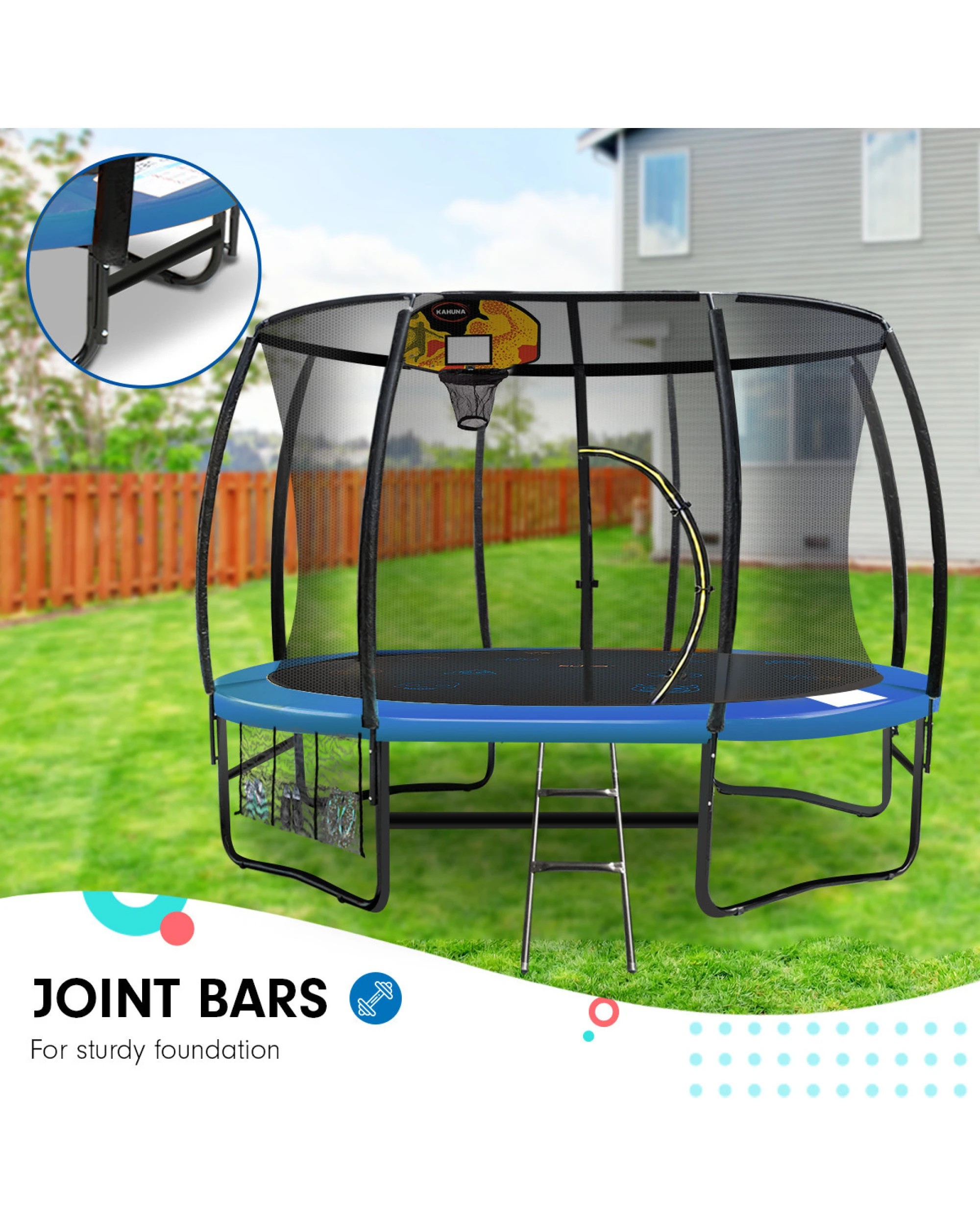9 Kahuna Pro 10 ft Trampoline with Mat, Reversible Pad, Basketball Set, 9 of 9