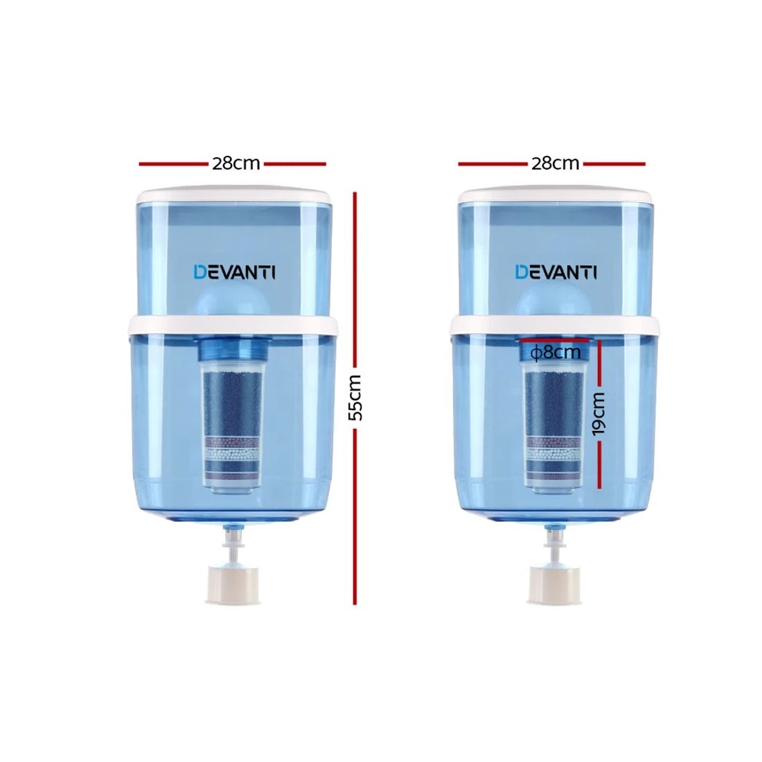 1 Devanti Water Cooler Dispenser 22L Filter Bottle - Blue, 1 of 8