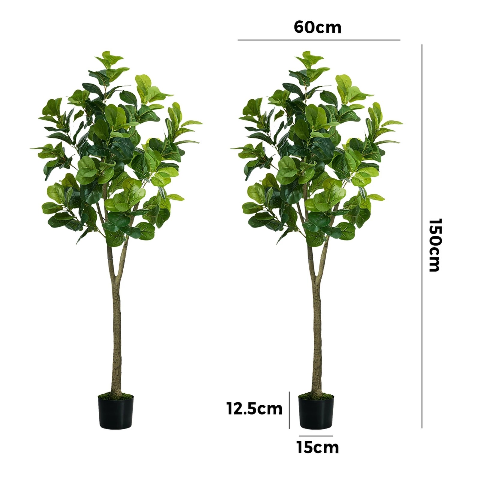 2 Livsip 2 Pack Artificial Fiddle Leaf Fig Tree 150cm Potted Faux Plant Home Decor, 2 of 9
