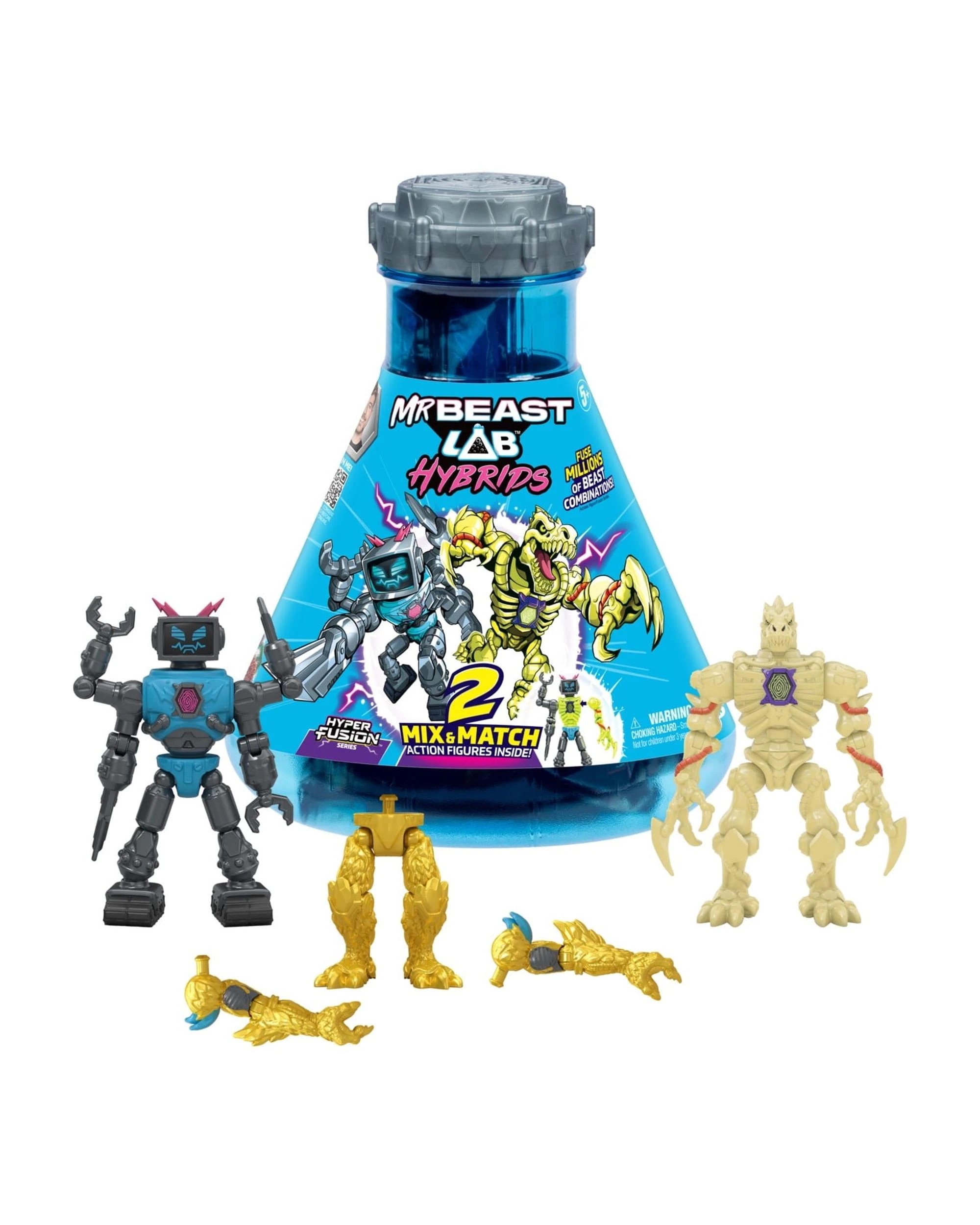 1 Mr Beast Lab Hybrids Multi Pack Mix and Match Figures - Lab-Bot Vs GID Skeleton, 1 of 6