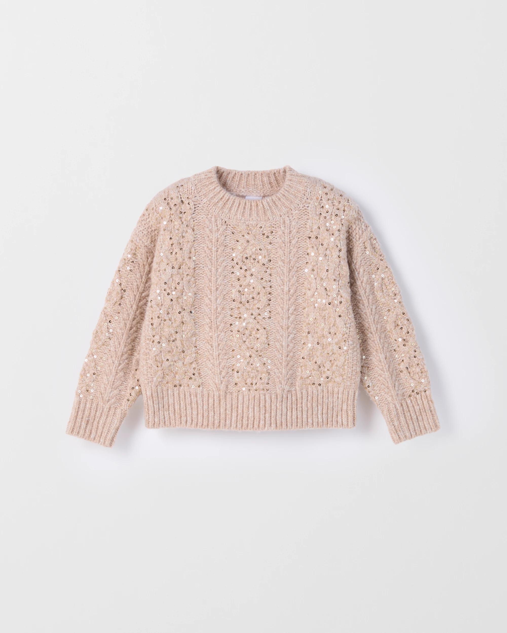 1 Target Kids Sequin Cable Knit Jumper NEUTRAL, 1 of 2