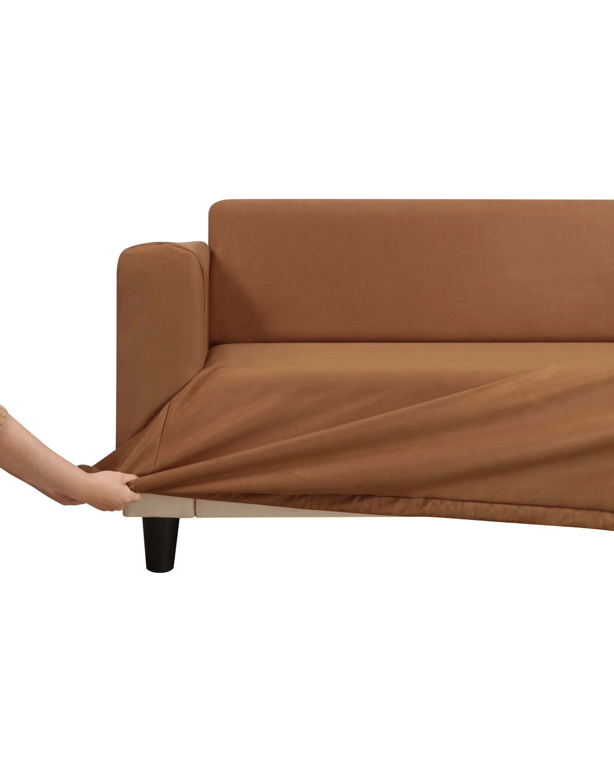 3 Sherwood Home Premium Faux Suede 3 Seater Couch Sofa Cover - Rust, 3 of 6