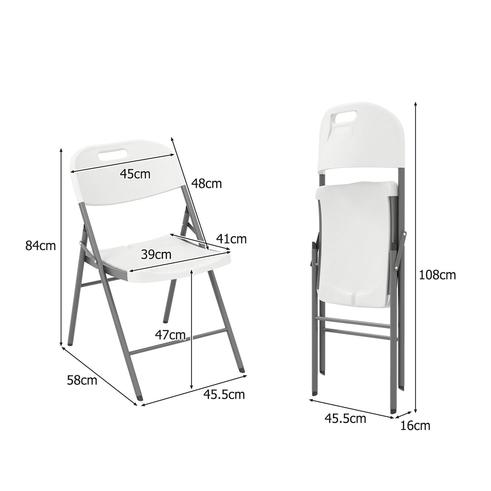 4 Costway 4x Foldable Chairs Metal Frame Dining Chair w/Metal Frame Indoor/Outdoor, 4 of 4