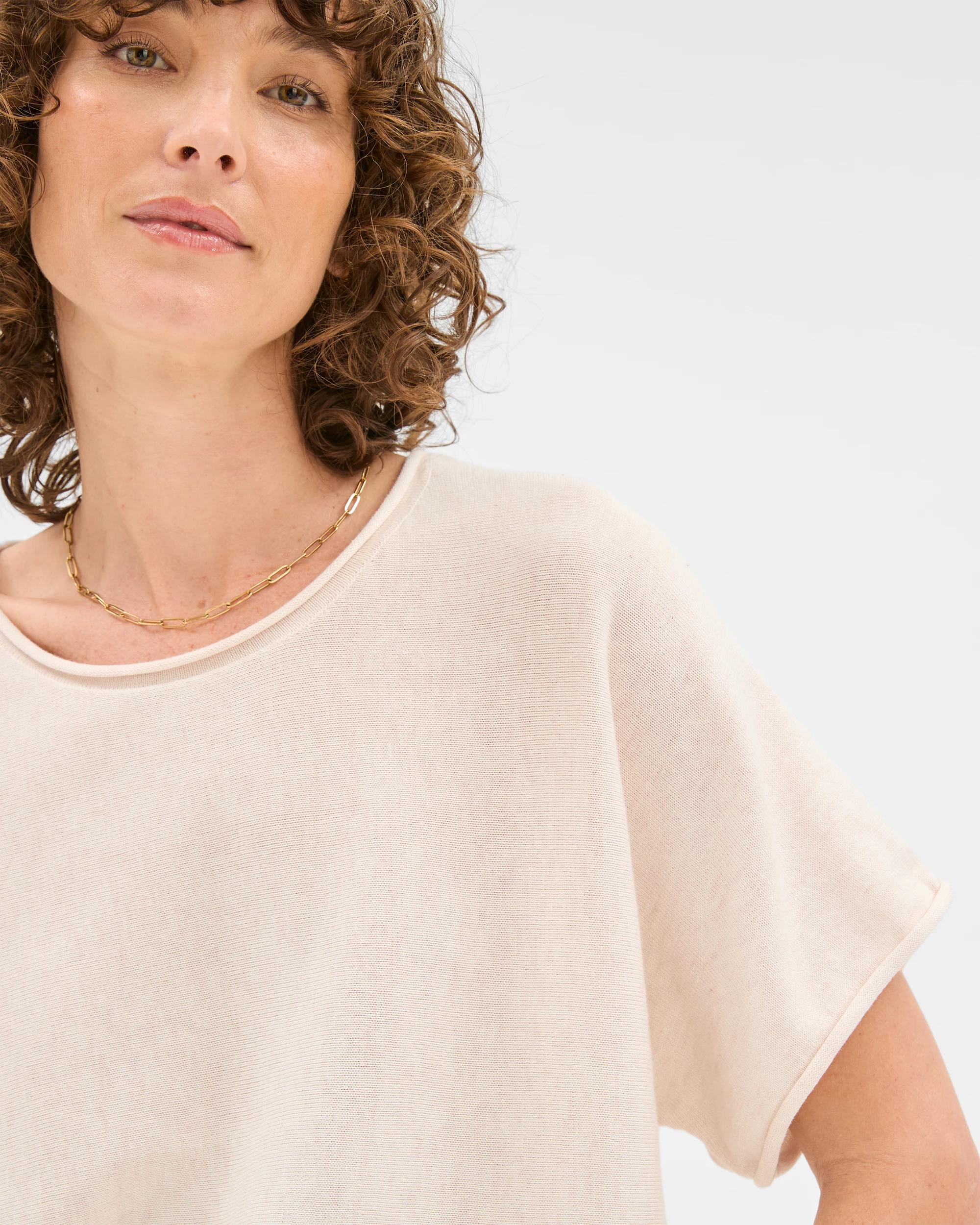 5 Target Australian Cotton Blend Rolled Knit T-shirt OATMEAL MARLE, 5 of 6