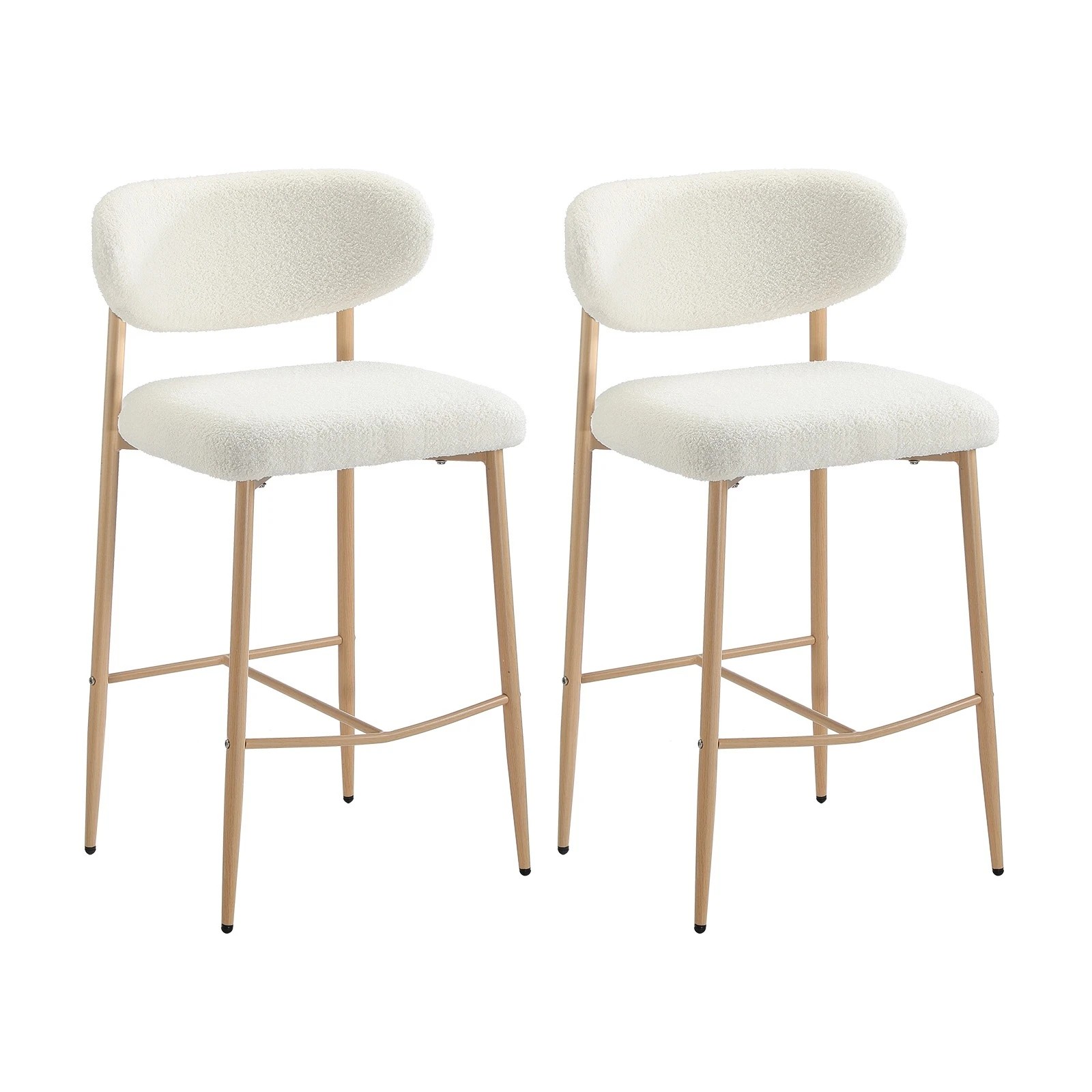 1 Oikiture 2x Bar Stools Kitchen Stool Counter Chair Boucle Fabric
 - Natural, 1 of 10