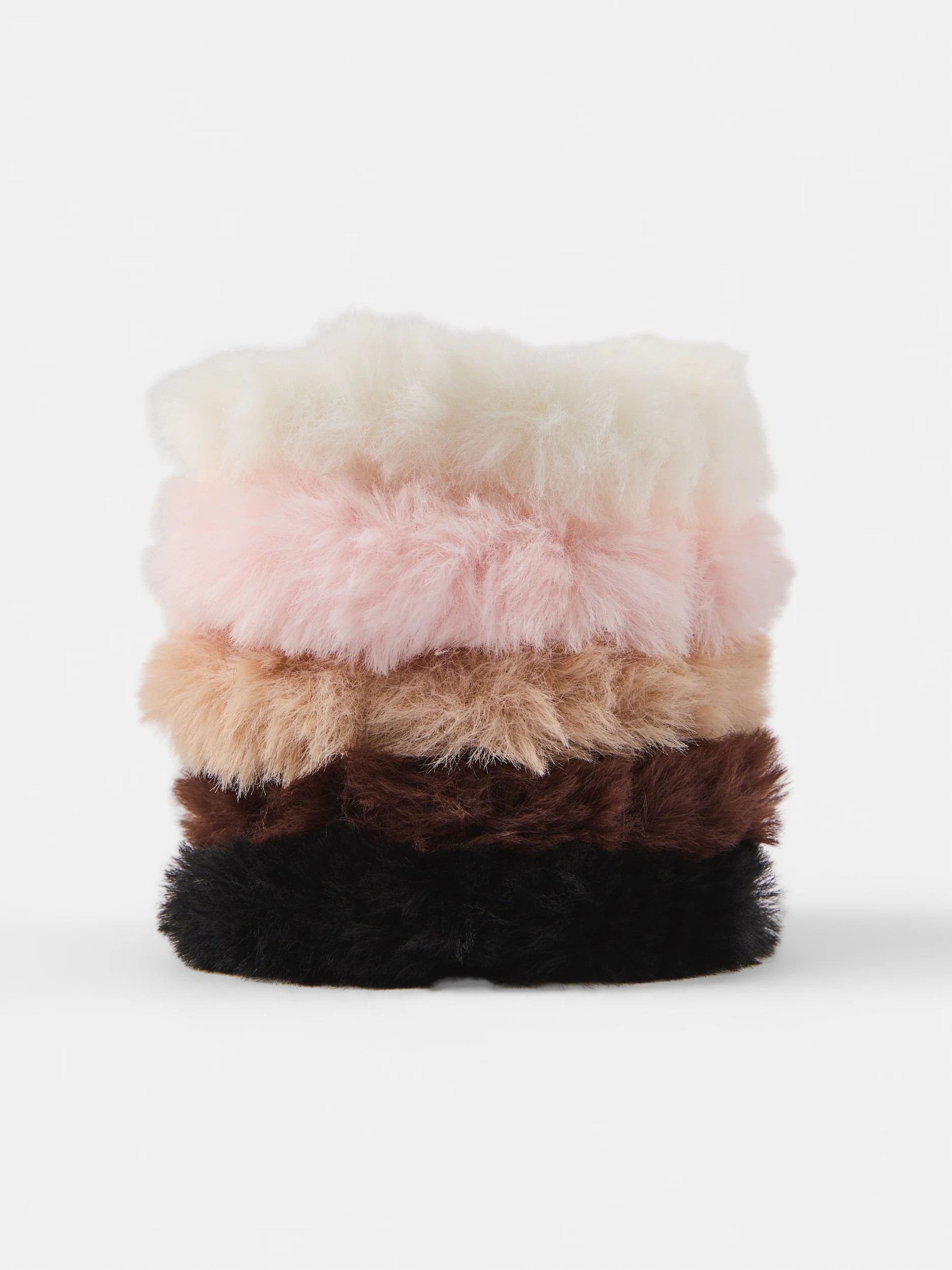 1 5 Pack Faux Fur Mini Hair Scrunchies, 1 of 5