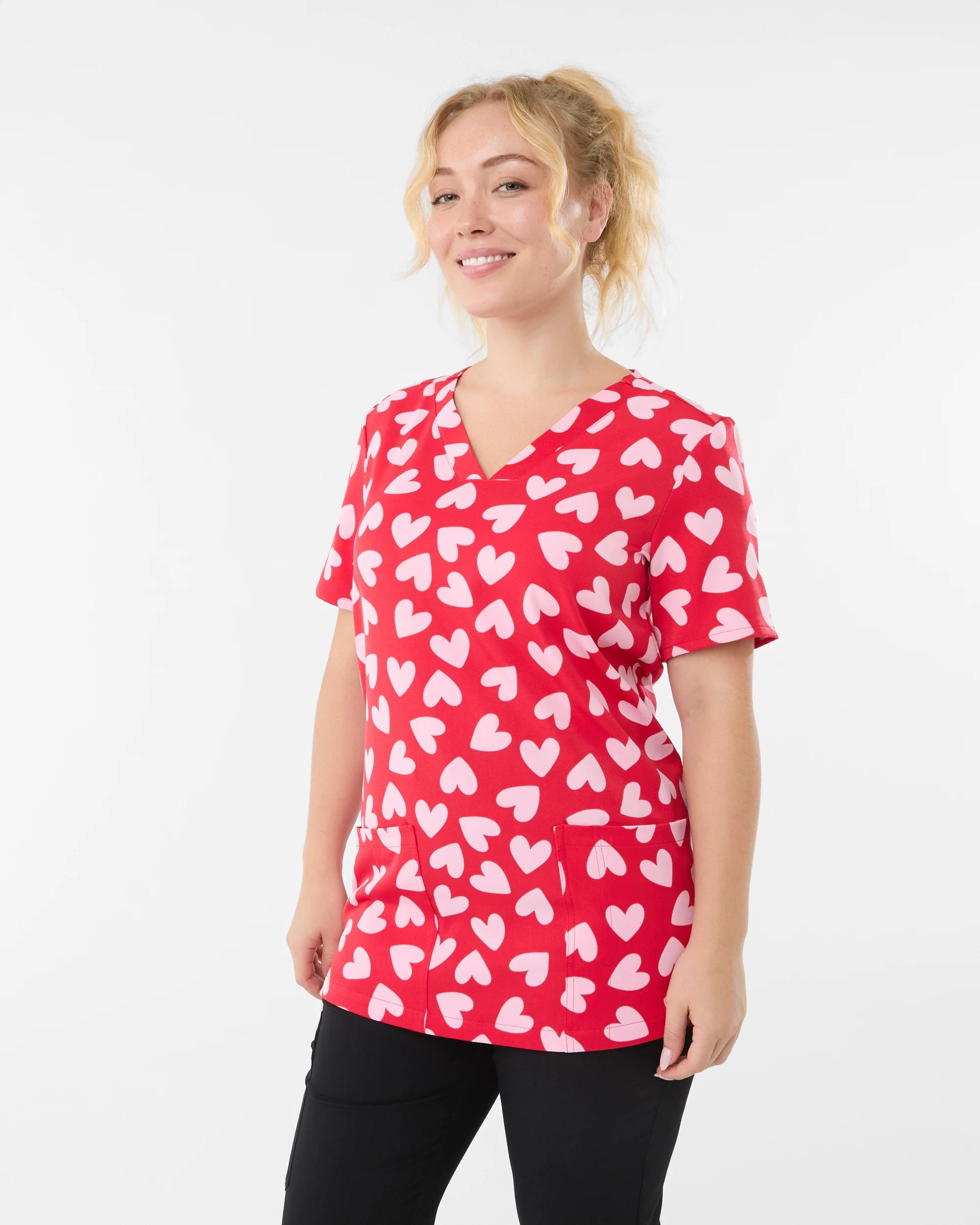 3 Scrub Top Red Hearts, 3 of 10