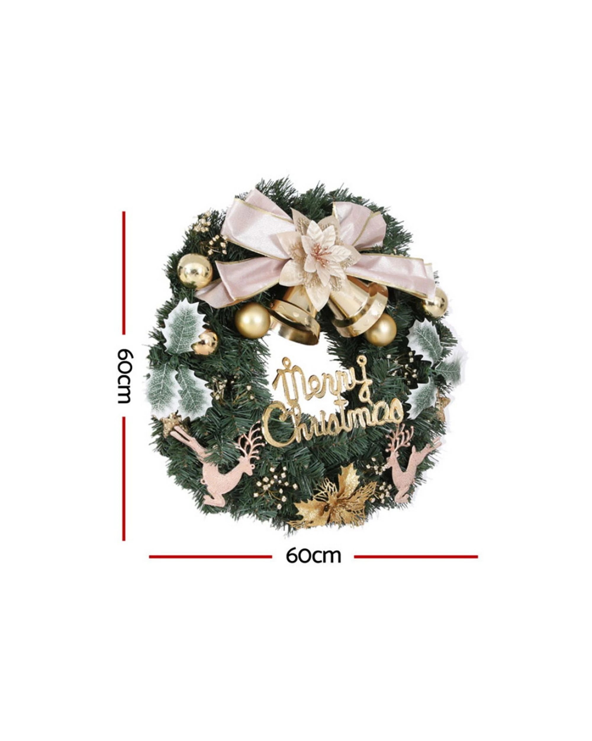 2 Jingle Jollys Christmas Wreath 60cm Garland Flowers Baubles Party Decorations
 - Green, 2 of 3