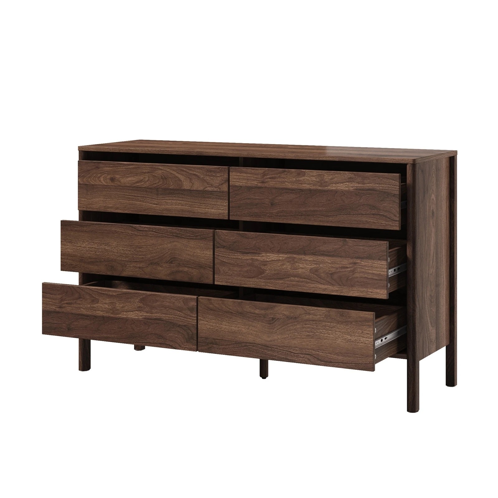 7 Oikiture 6 Chest Of Drawers Dresser Lowboy Storage Handle-Free Bedroom - Brown, 7 of 8