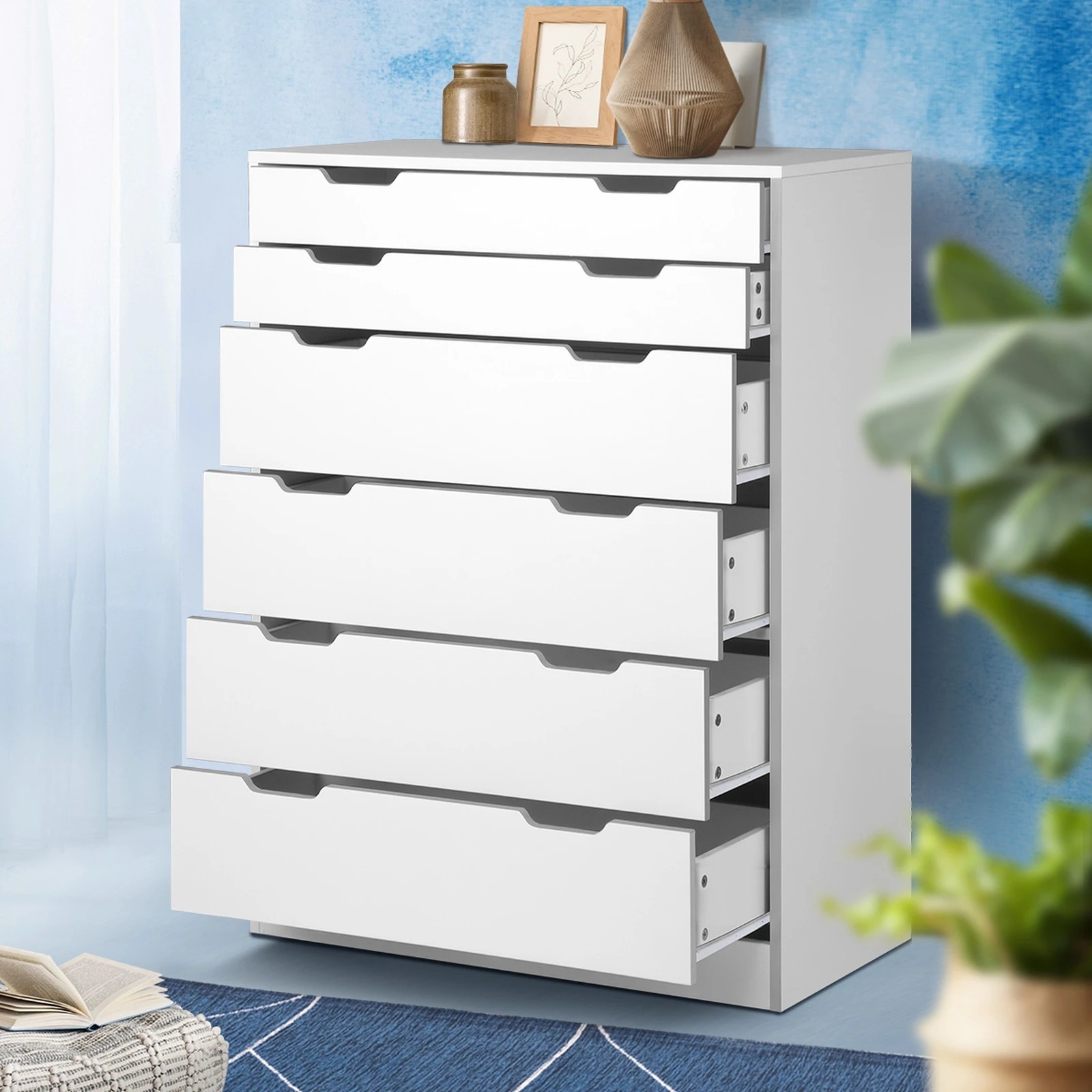 5 Oikiture Chest of Drawers 6 Drawer Tallboy Dresser Storage Cabinet - White, 5 of 8