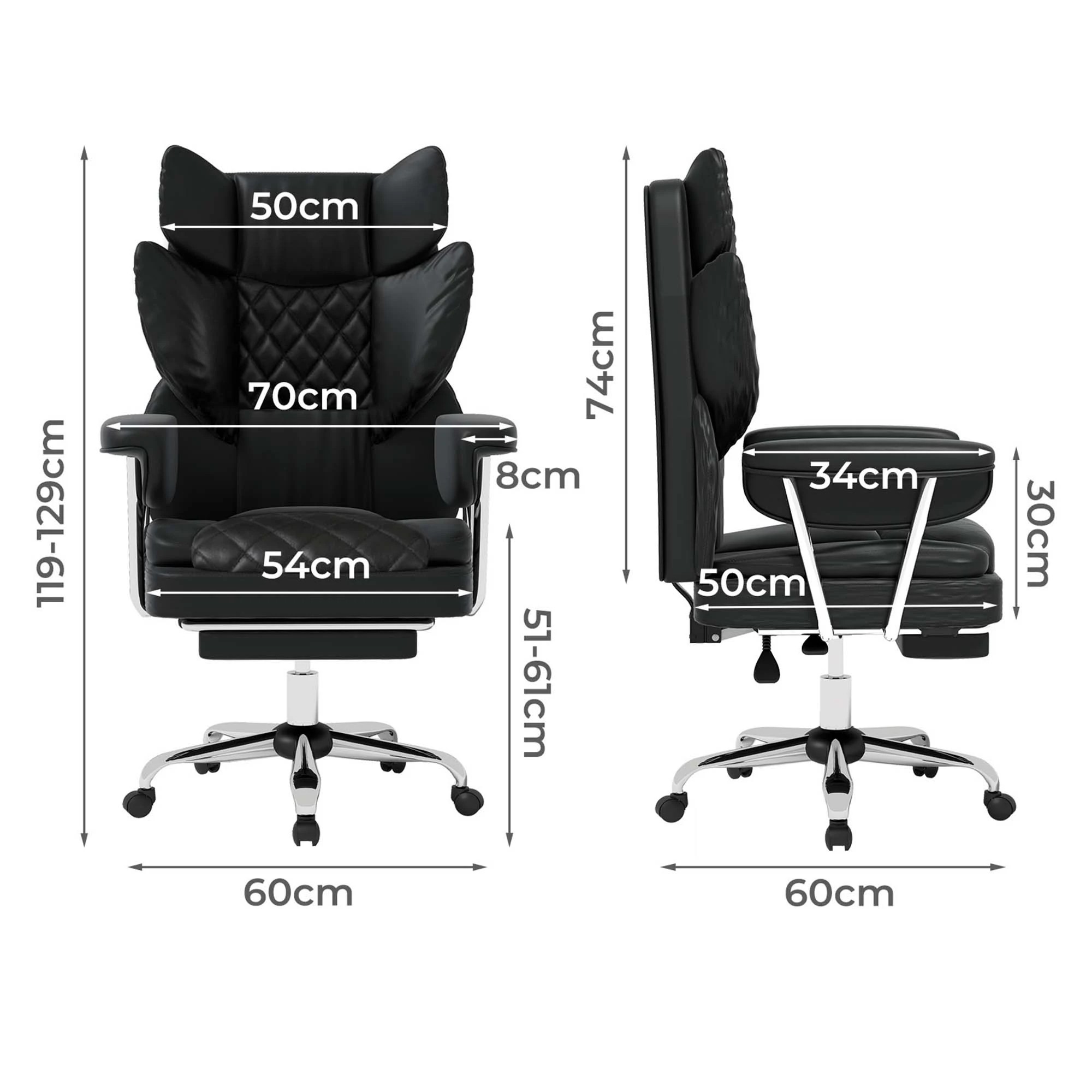 3 Levede Office Chair PU Leather - Black, 3 of 9