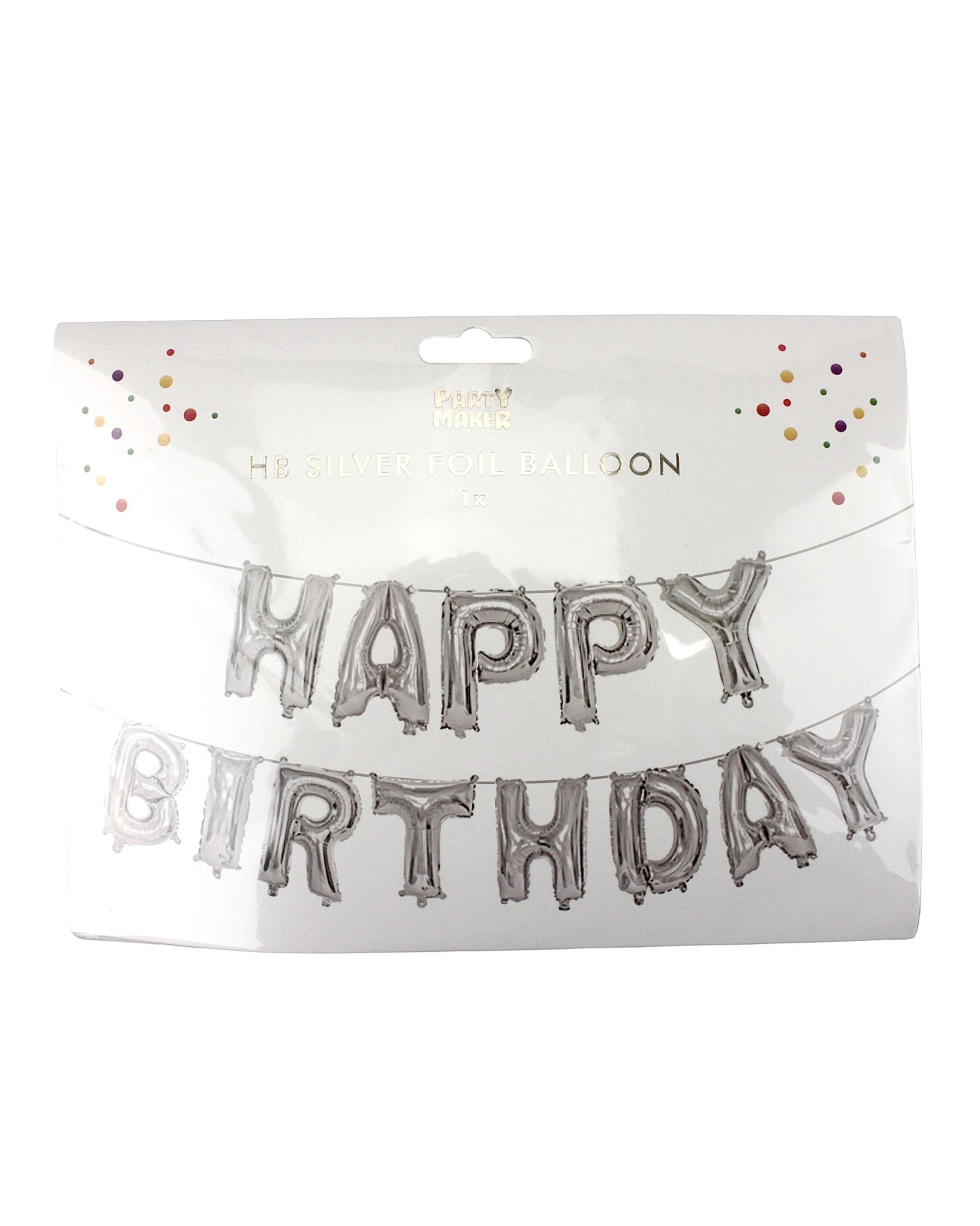 4 Partyrama Silver Happy Birthday Foil Letter Balloon Banner Air Fill - Silver, 4 of 5