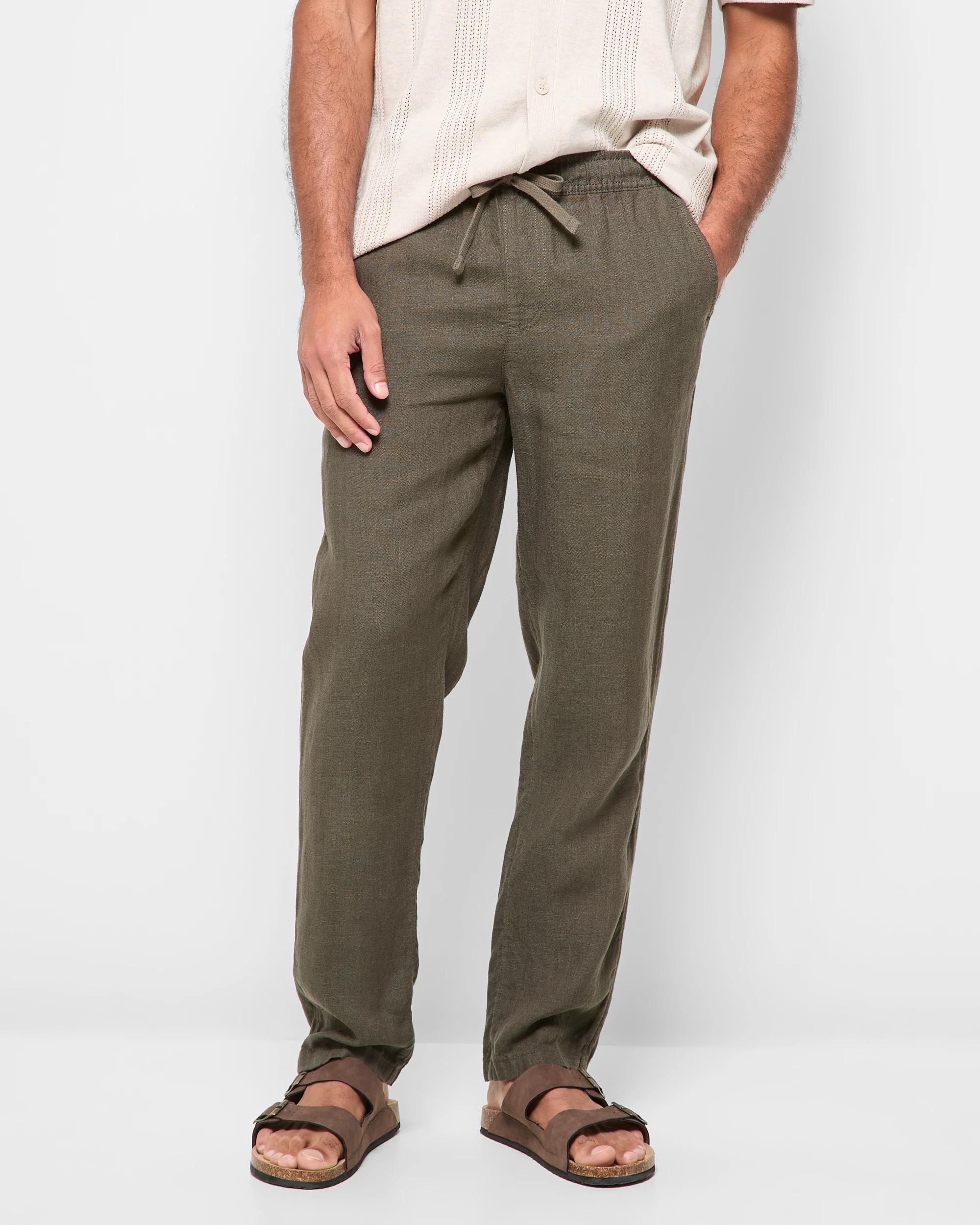 1 Target European Linen Pants DARK OLIVE, 1 of 10