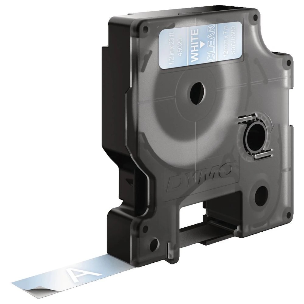 2 DYMO D1 Label Tape 12mm x 7m White on Clear, 2 of 3