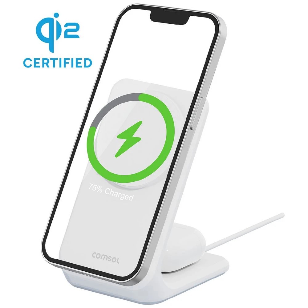 6 Comsol 2-in-1 Qi2 Magnetic Wireless Charging Stand White, 6 of 6
