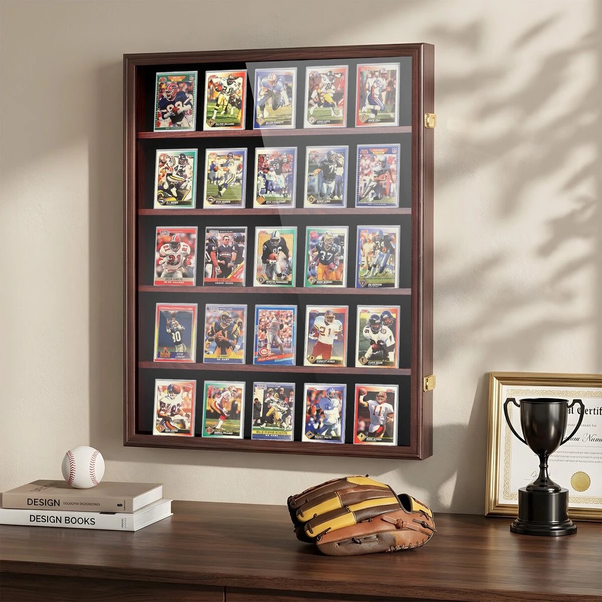 2 Ausway Sports Card Display Case Wall Mounted Lockable Cabinet for Graded PSA NBA Basketball Trading Cards, 2 of 7