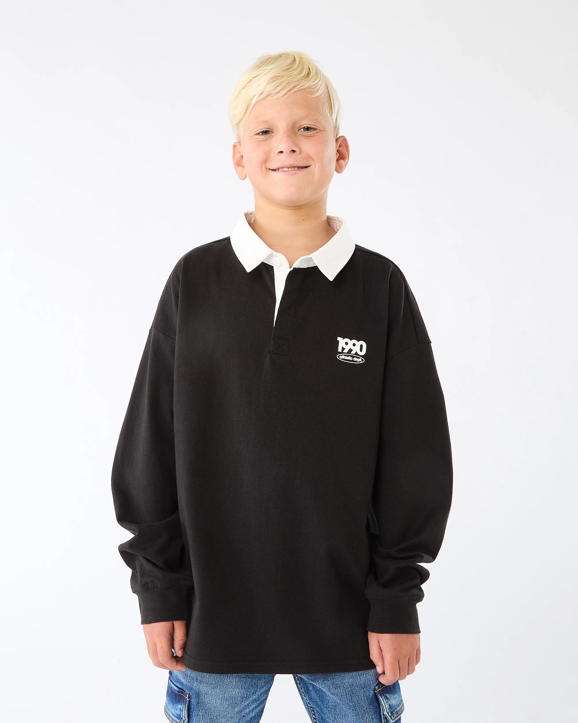 1 Oversized Rugby T-shirt Blk Varsit, 1 of 8