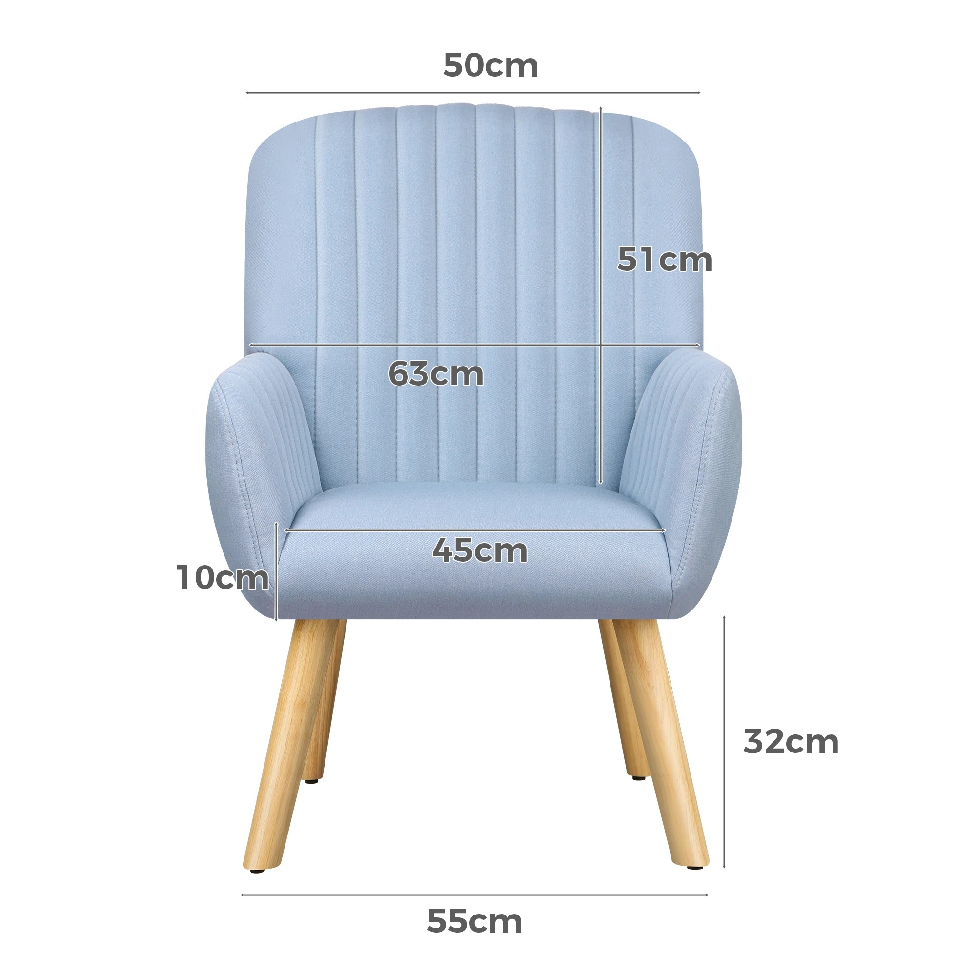 6 Alfordson Armchair Lounge Chair Upholstered Accent Chair Sofa Couch Fabric - Blue, 6 of 9