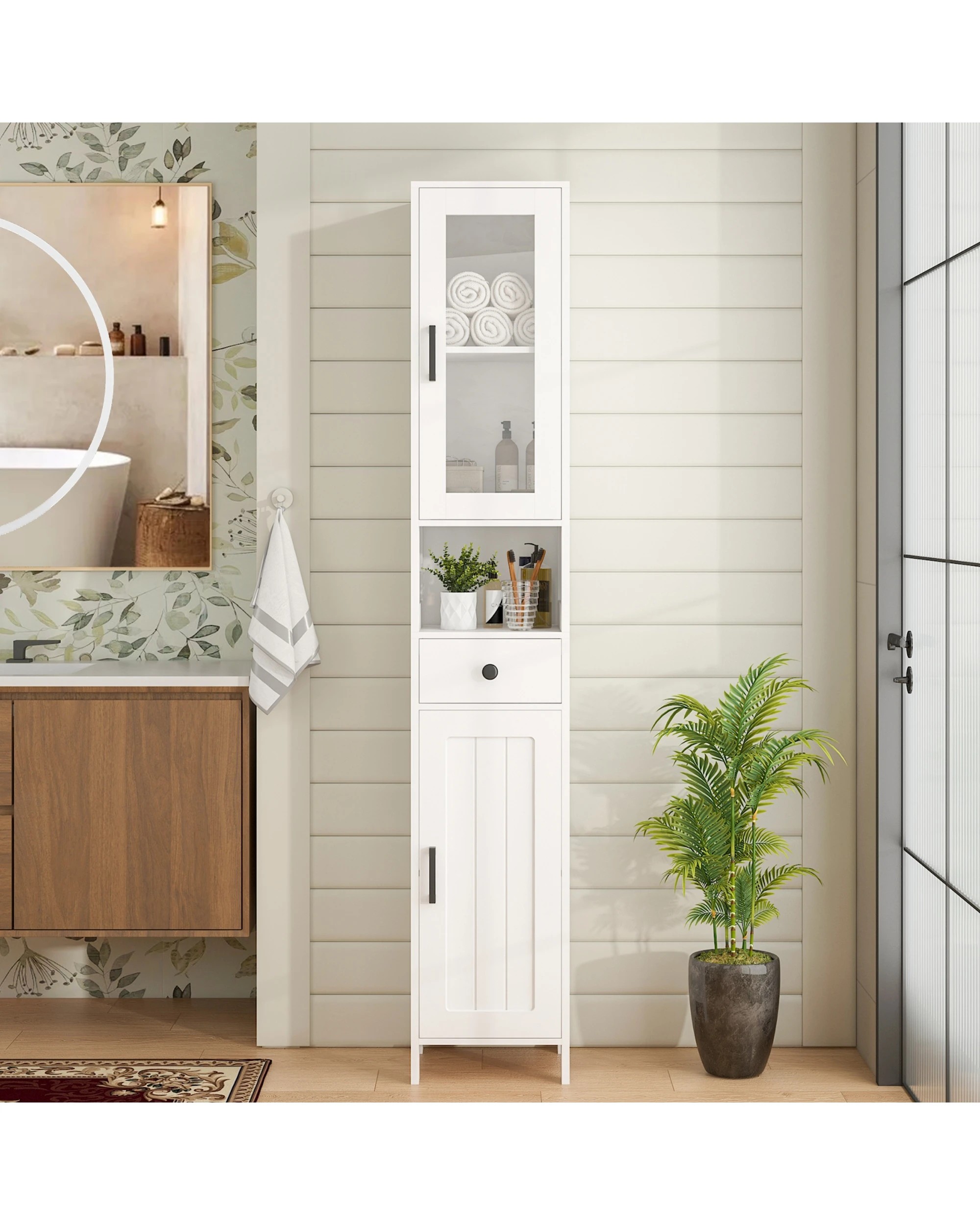 3 Advwin 170cm Tall Slim Storage Cabinet Narrow Storage Cupboard Storage Organizer, 3 of 10