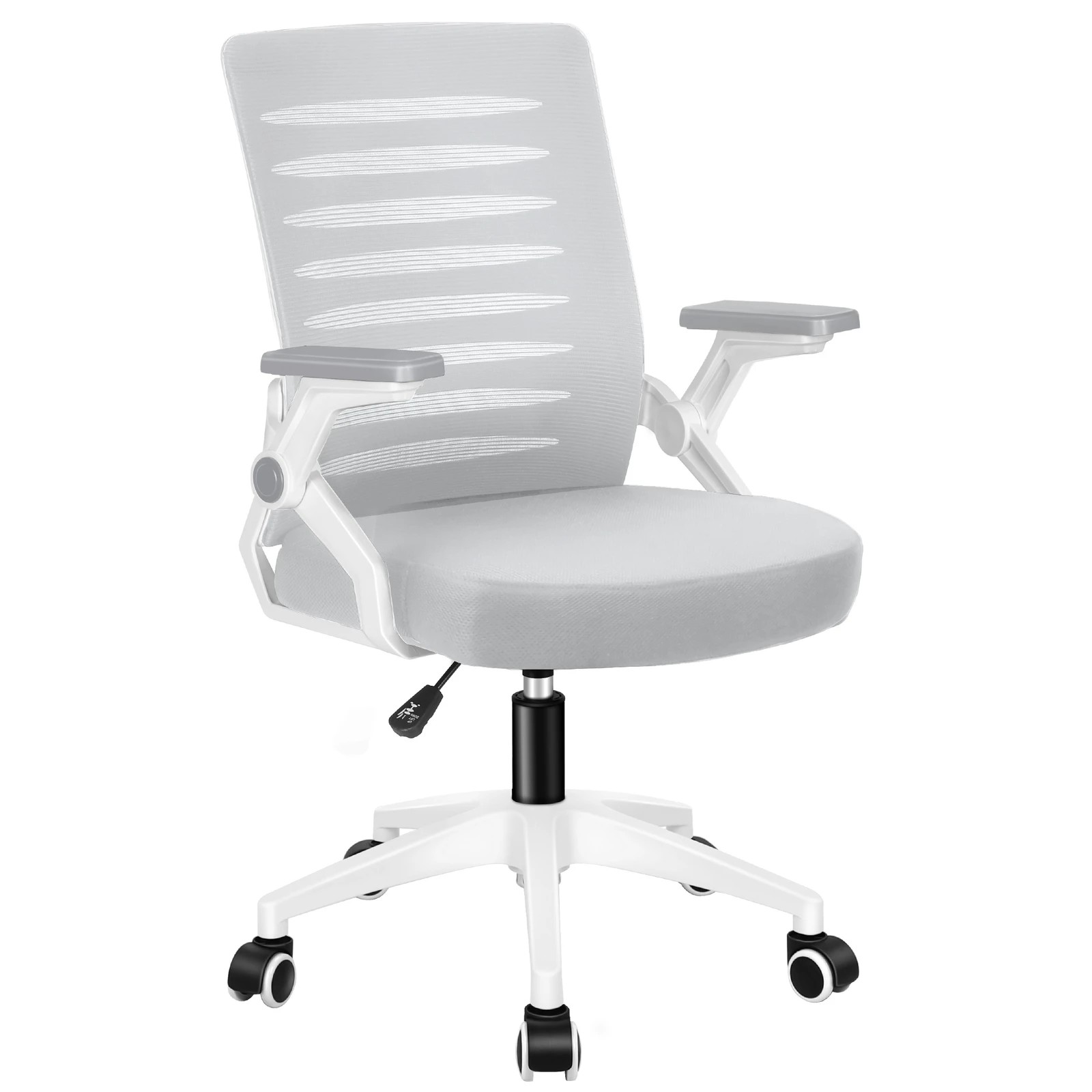 1 Alfordson Mesh Office Chair Executive Computer Fabric Seat Racing Work - White Grey, 1 of 10