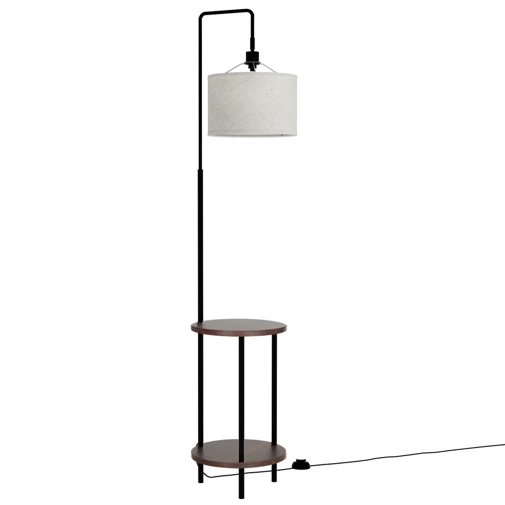 1 Artiss Floor Lamp 2 Tier Shelf Storage LED Light Stand Home Room Adjustable Head - White, 1 of 4