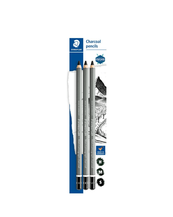 Staedtler Mars Lumograph Charcoal Pencils 3 Pack