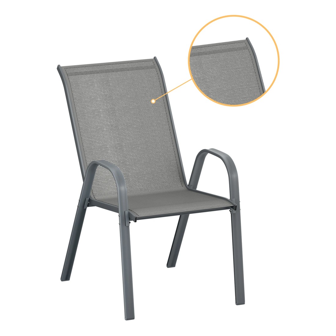 6 Alfordson 6x Outdoor Lounge Chairs Patio Dining Furniture Garden Stackable - Grey, 6 of 10