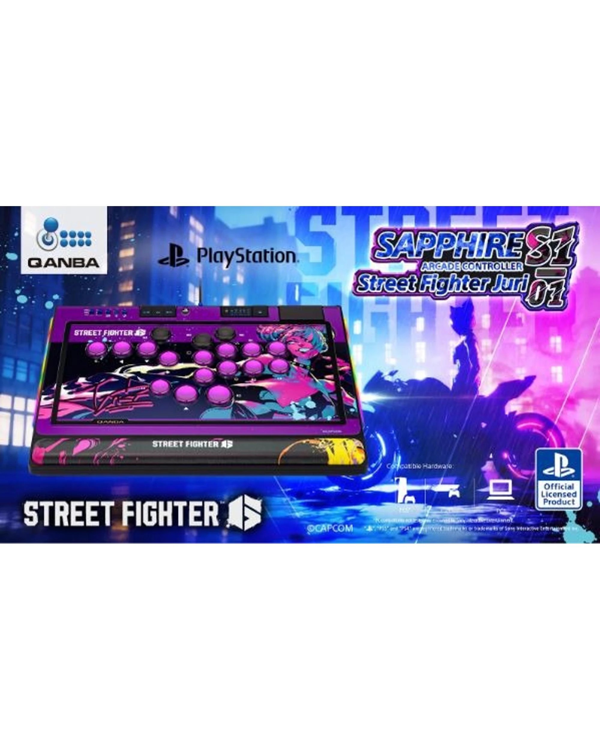 2 QANBA SAPPHIRE S1 Leverless Arcade Controller for PS5, PS4 and PC - Juri, Street Fighter Edition, 2 of 7