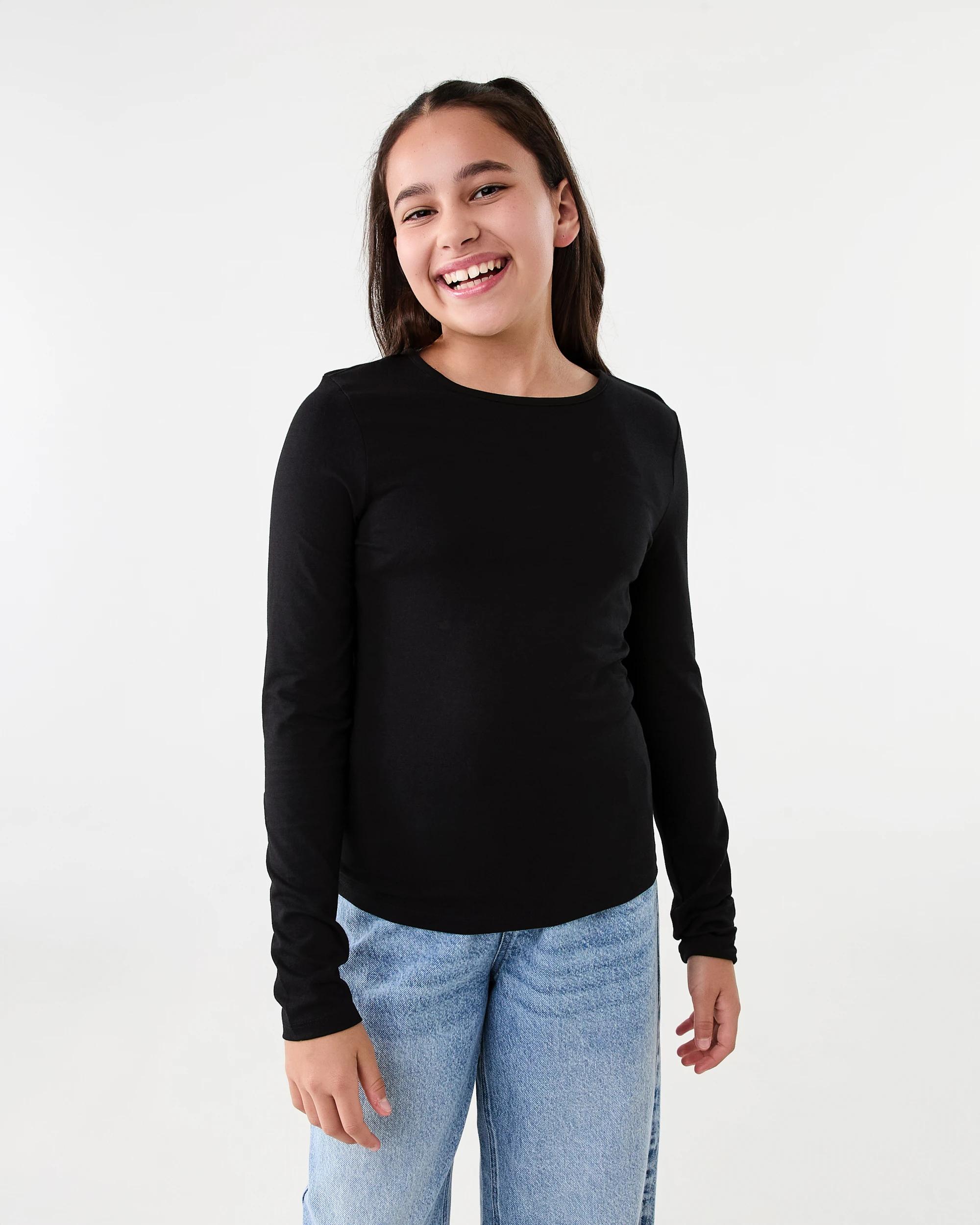1 Plain Long Sleeve T-shirt Black, 1 of 6