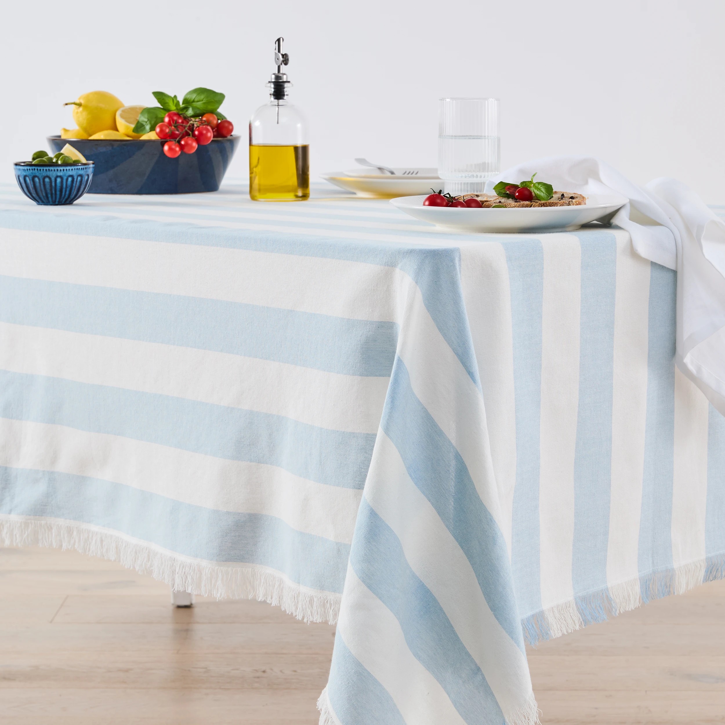 1 Extra Large Blue Stripe Tablecloth, 1 of 5