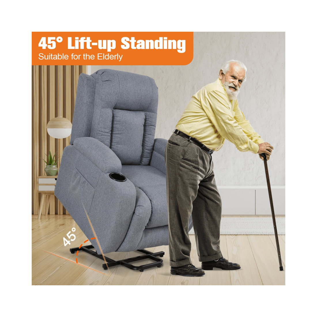 2 Advwin Recliner Chair Electric Lift Massage Chair Lounge Heat Sofa Grey, 2 of 3