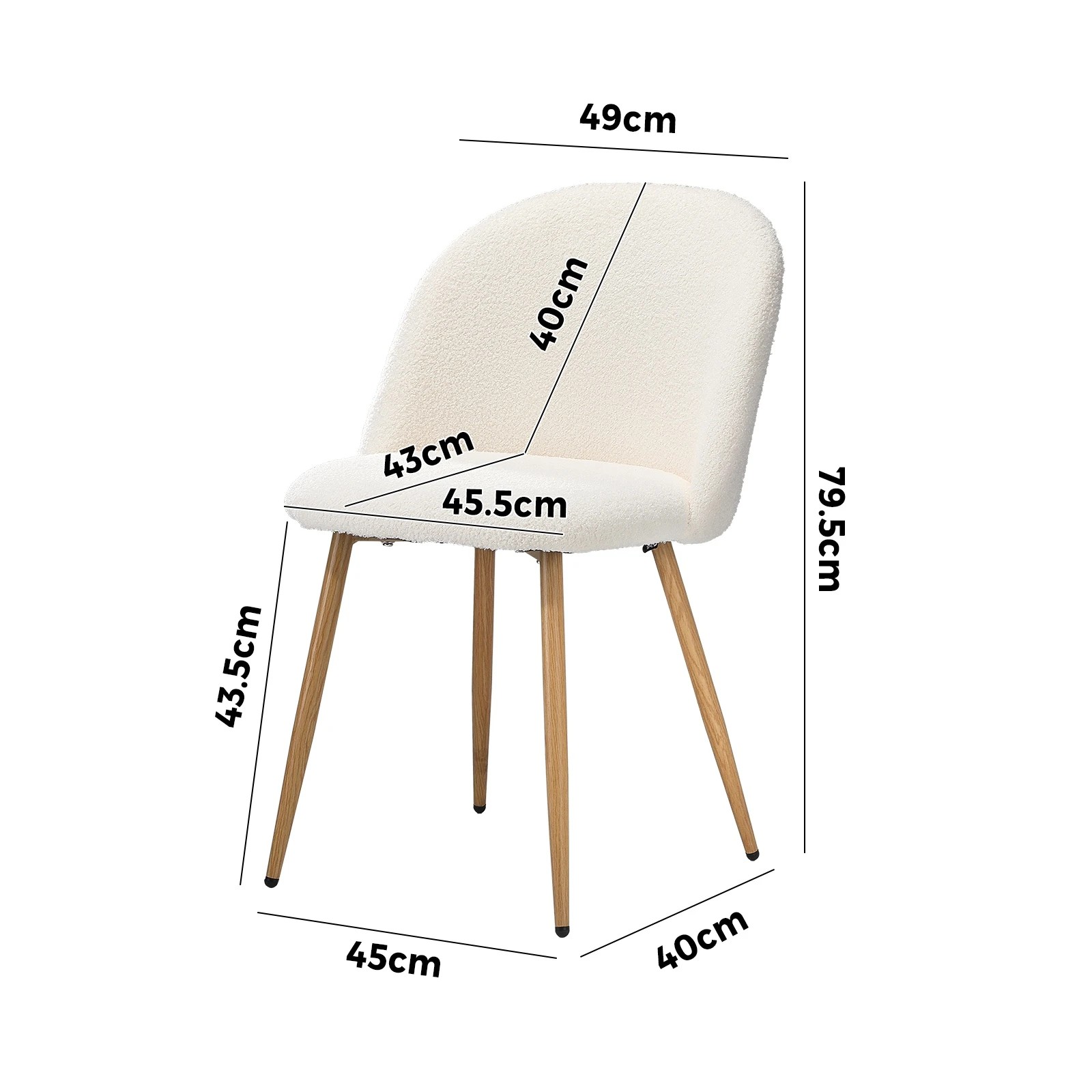 6 Oikiture 2x Dining Chairs Accent Chair Armchair Upholstered Sherpa Wooden
 - White, 6 of 10