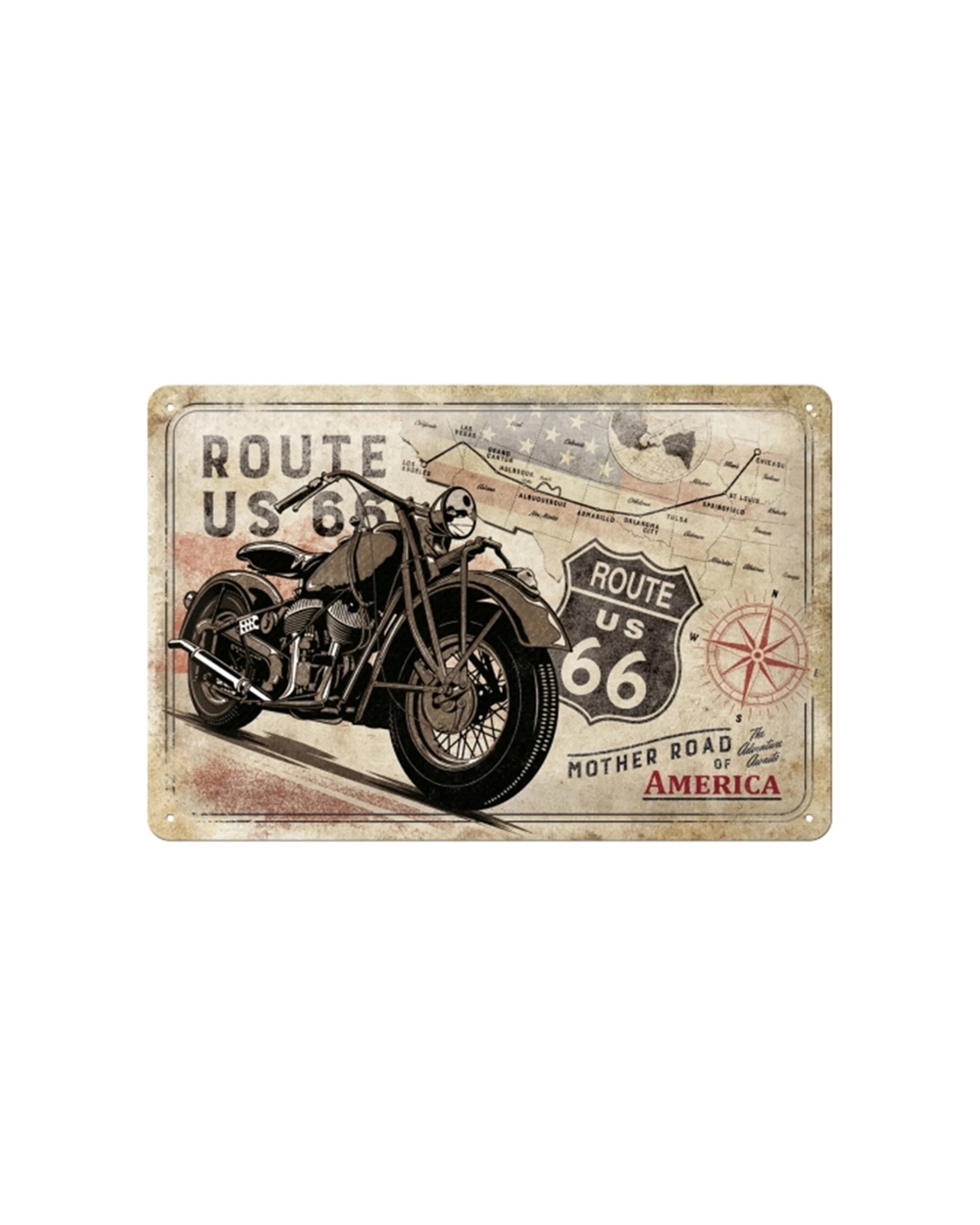 Nostalgic-Art Medium 20x30cm Metal Wall Art Sign Plaque - Route 66 Bike ...