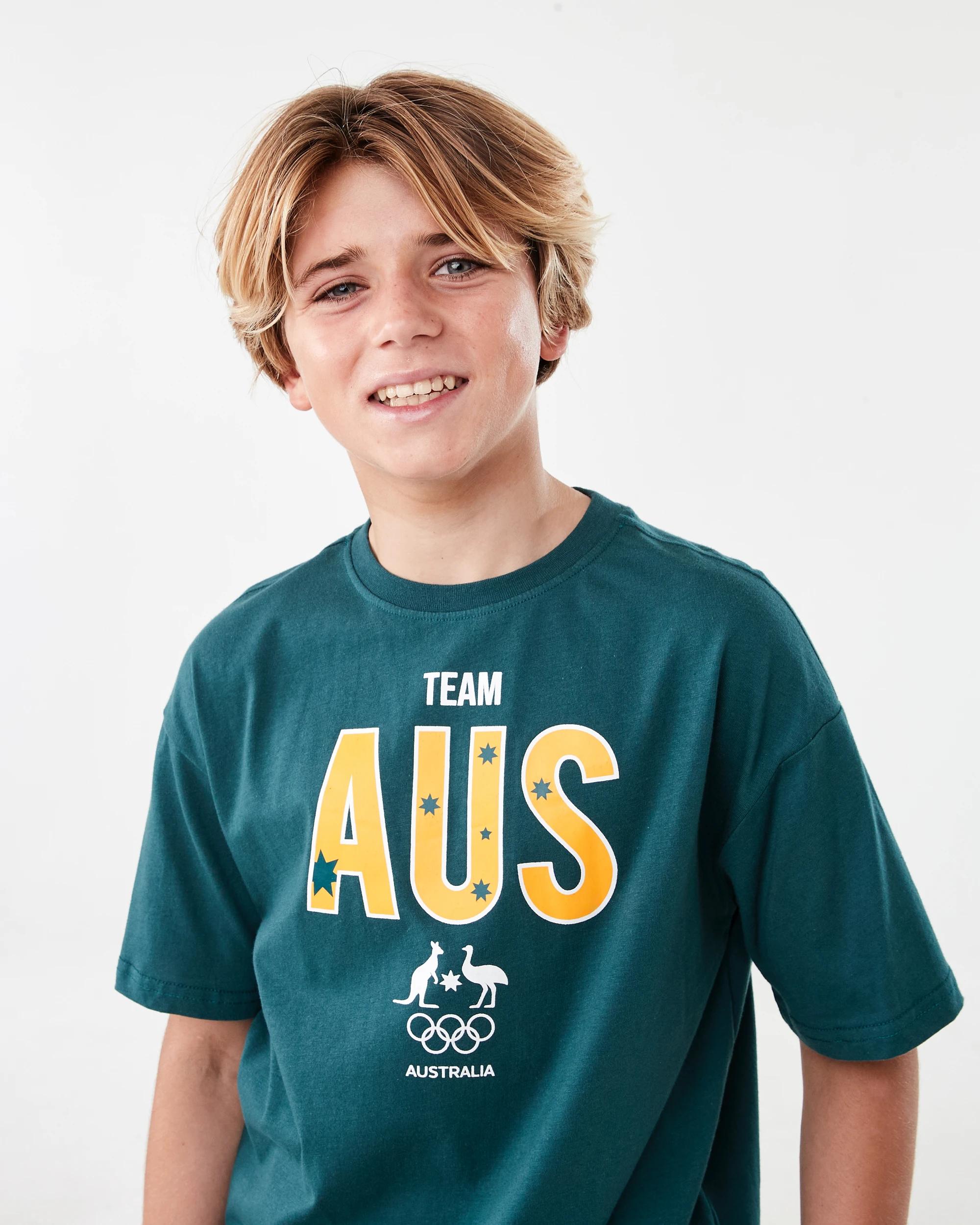 3 Team Australia Youth T-shirt Green, 3 of 7